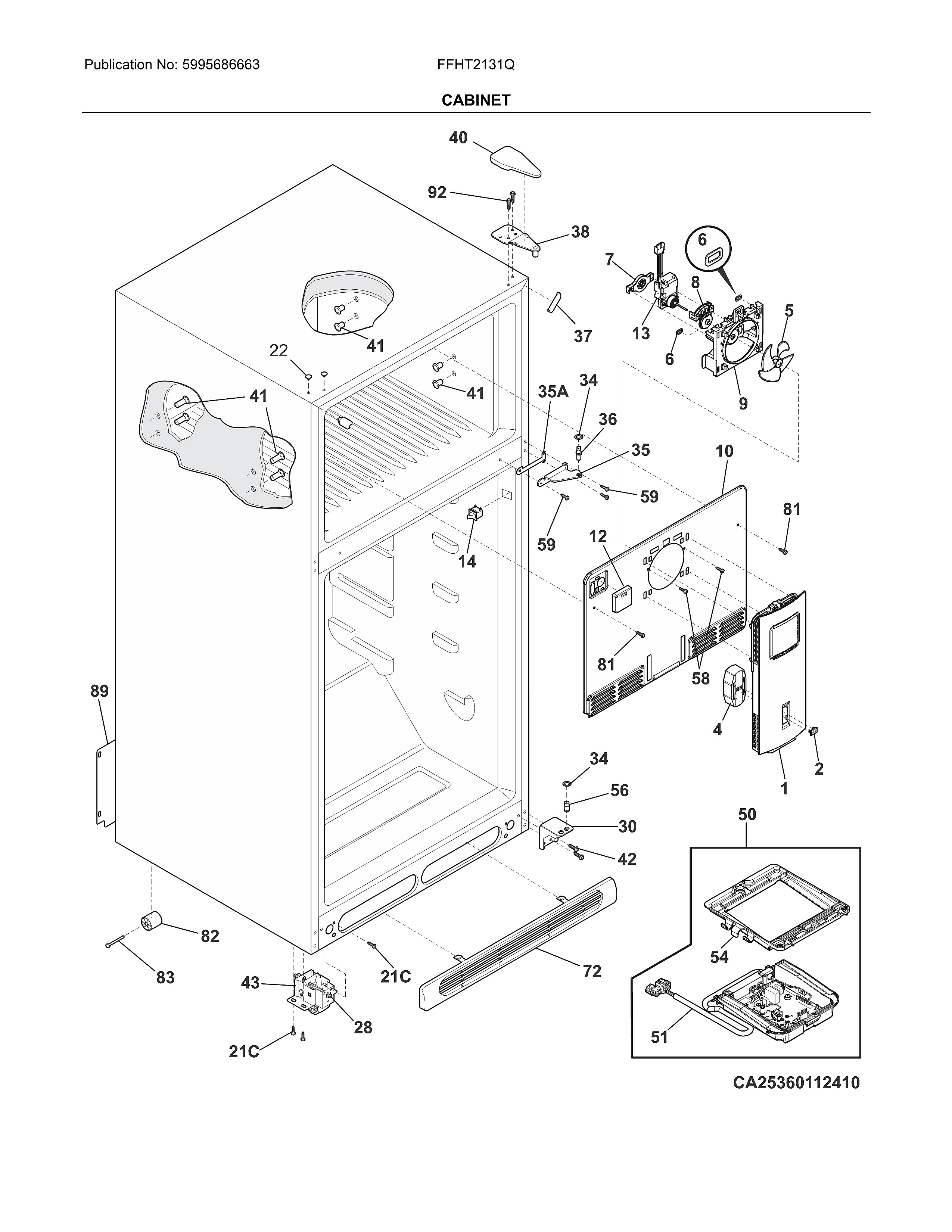 Frigidaire FFHT2131QE2 cabinet diagram