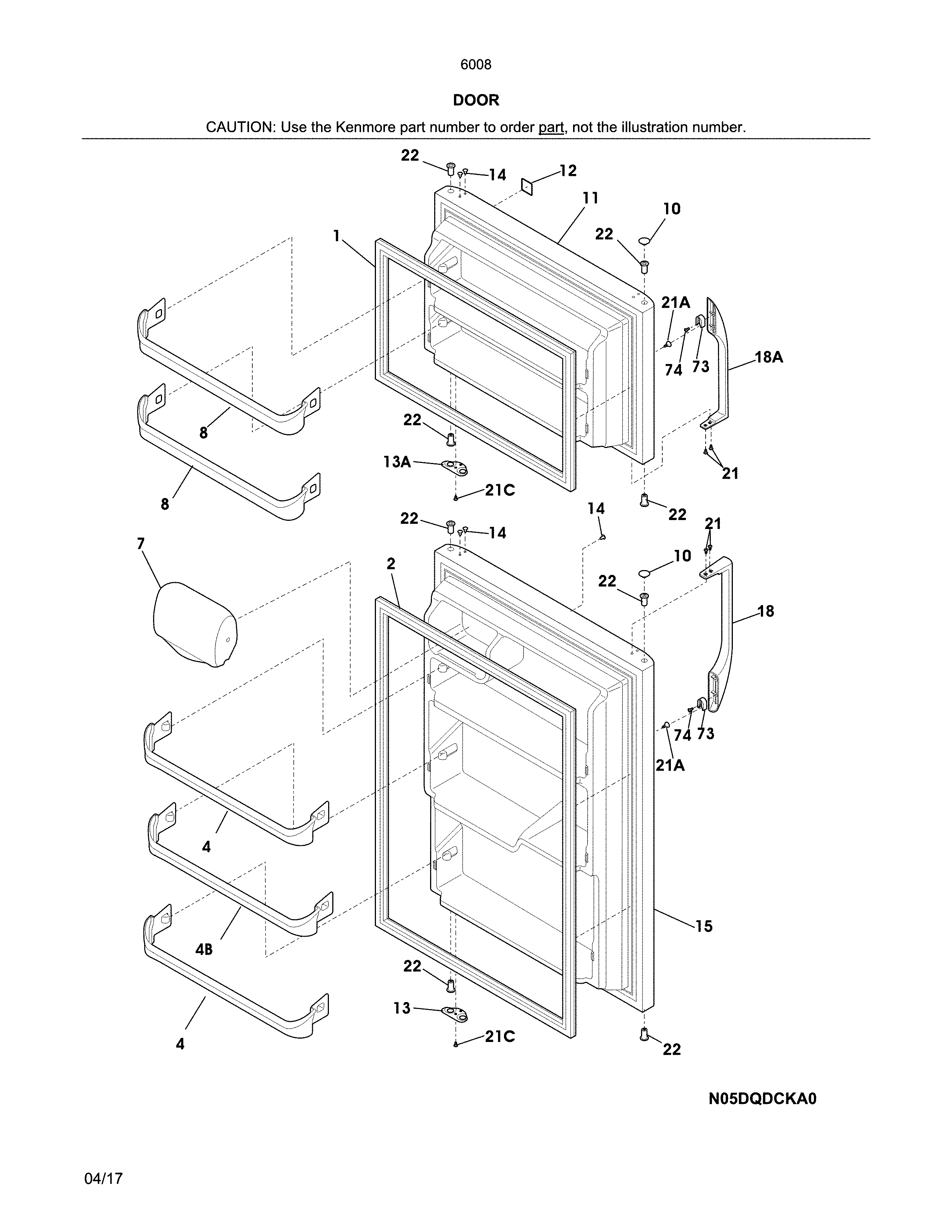 Kenmore 25360089415 doors diagram