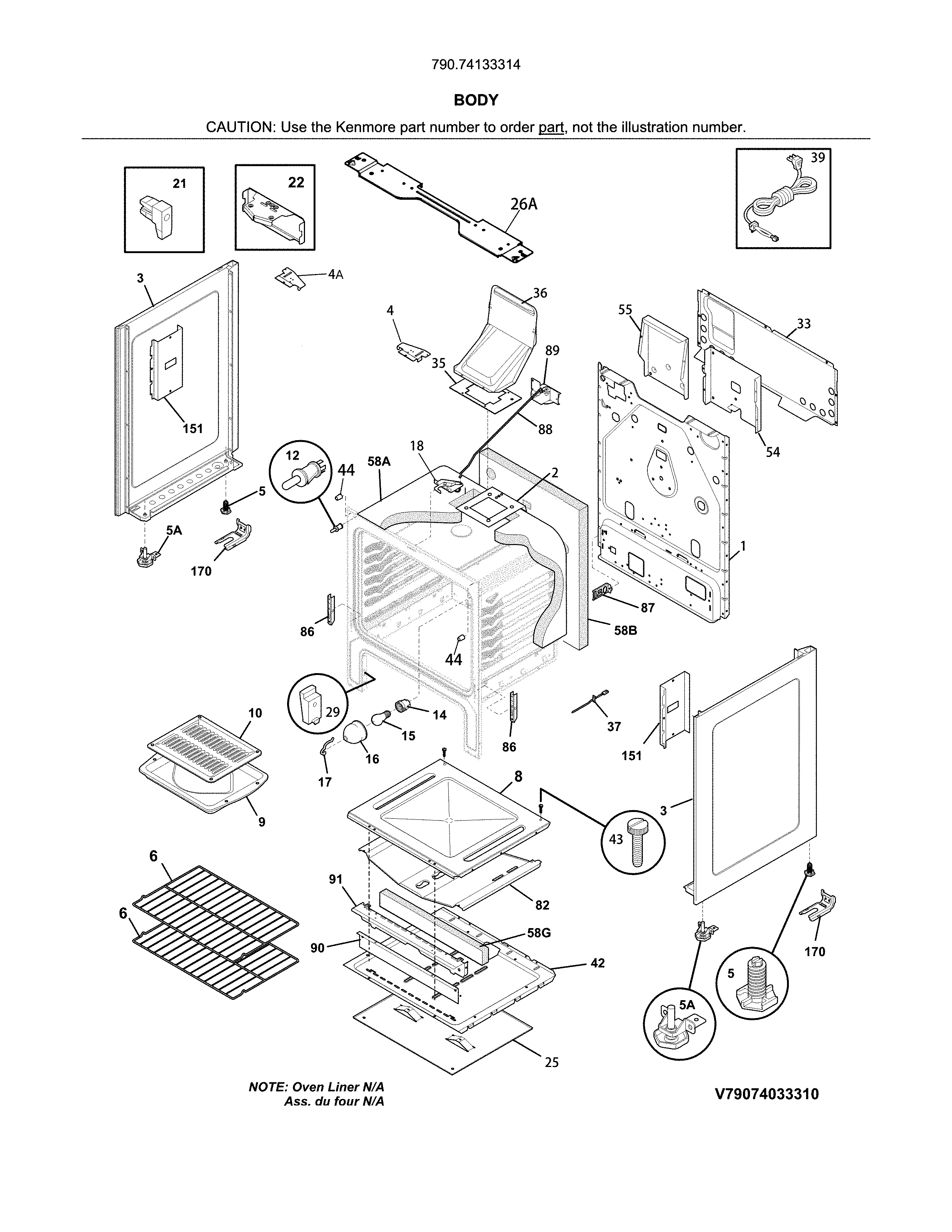 Kenmore 79074133314 body diagram