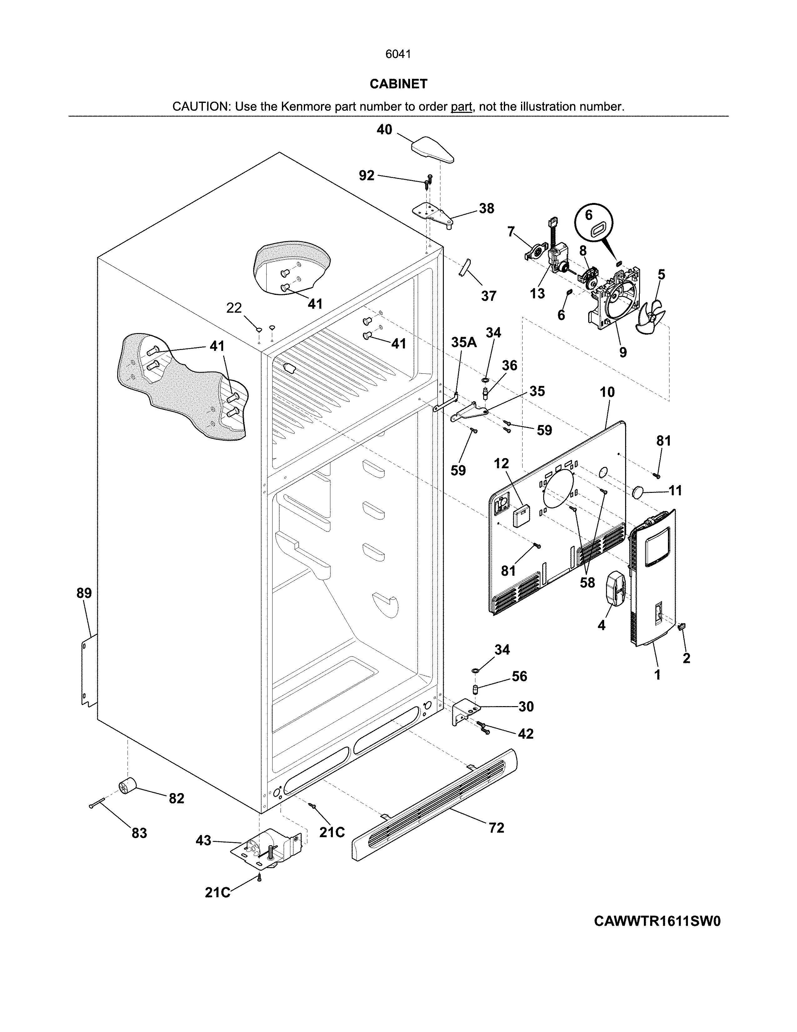 Kenmore 25360412614 cabinet diagram