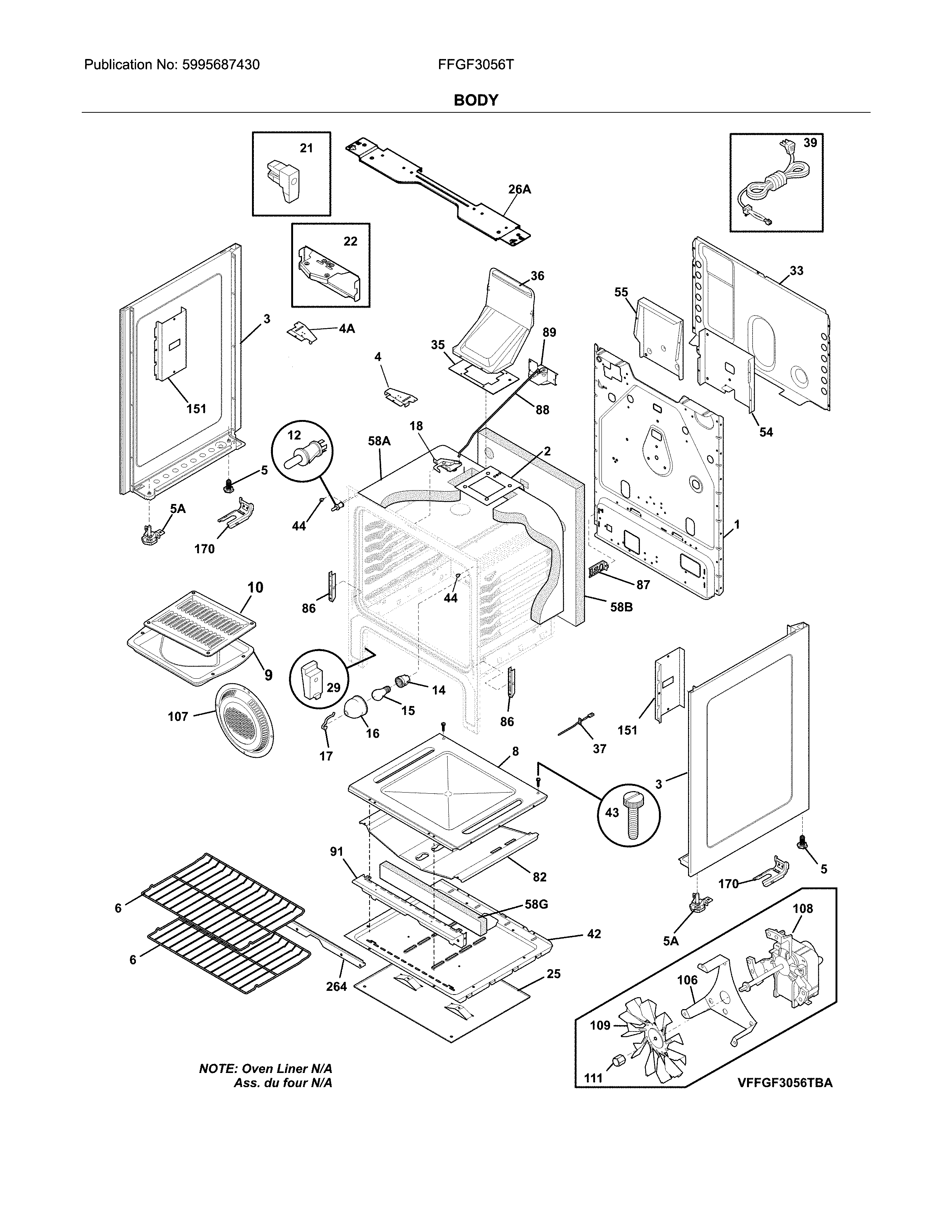 Frigidaire FFGF3056TBA body diagram