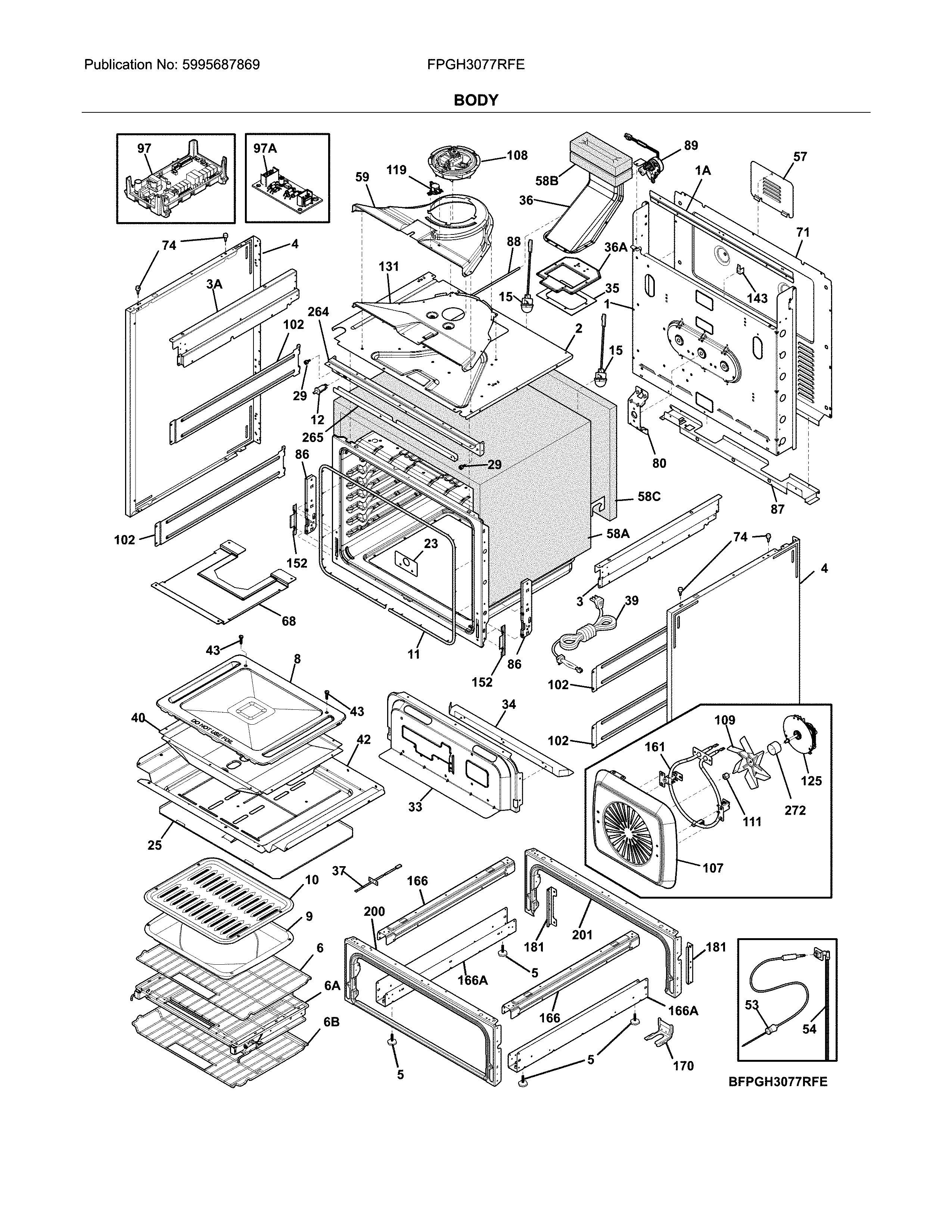 Frigidaire FPGH3077RFE body diagram