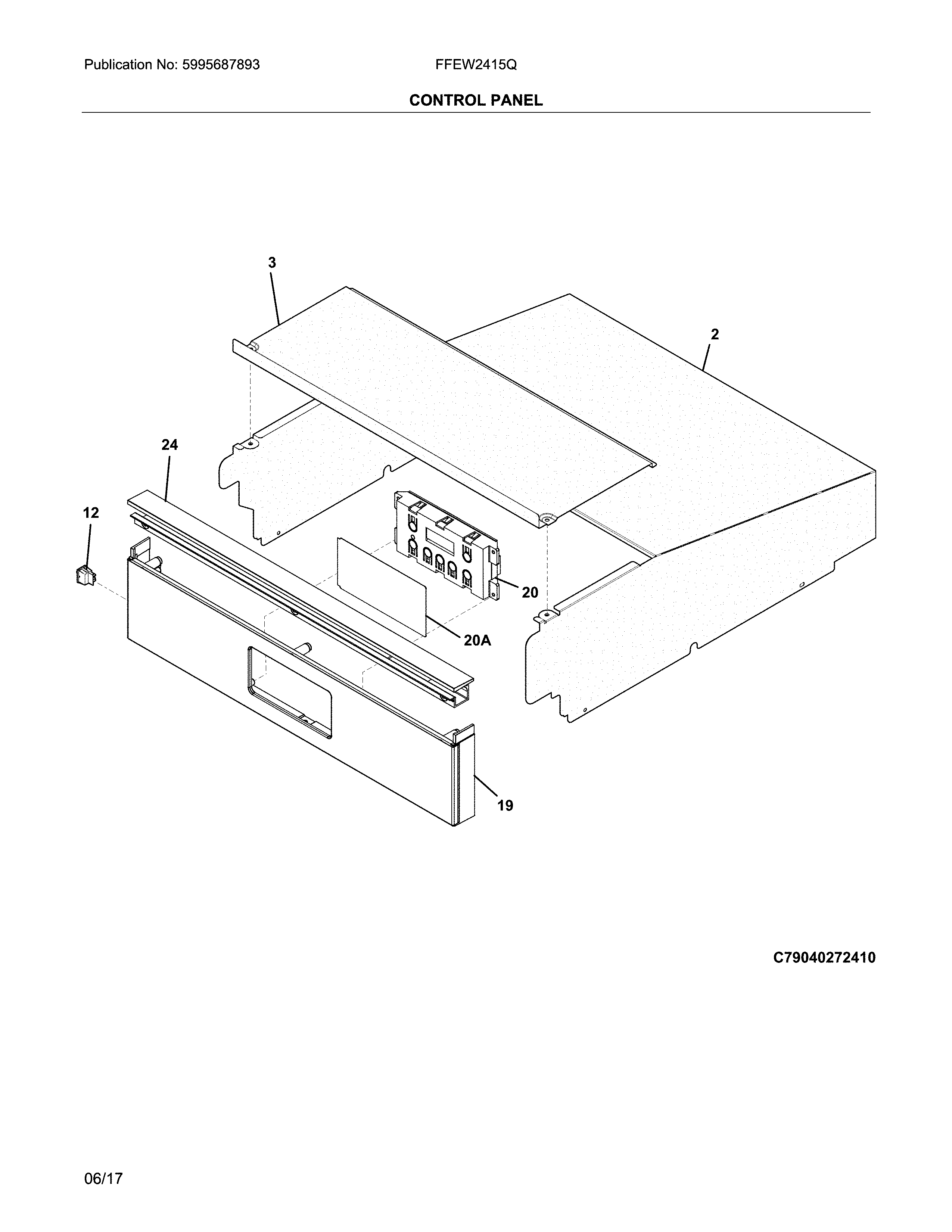 Frigidaire FFEW2415QBB control panel diagram