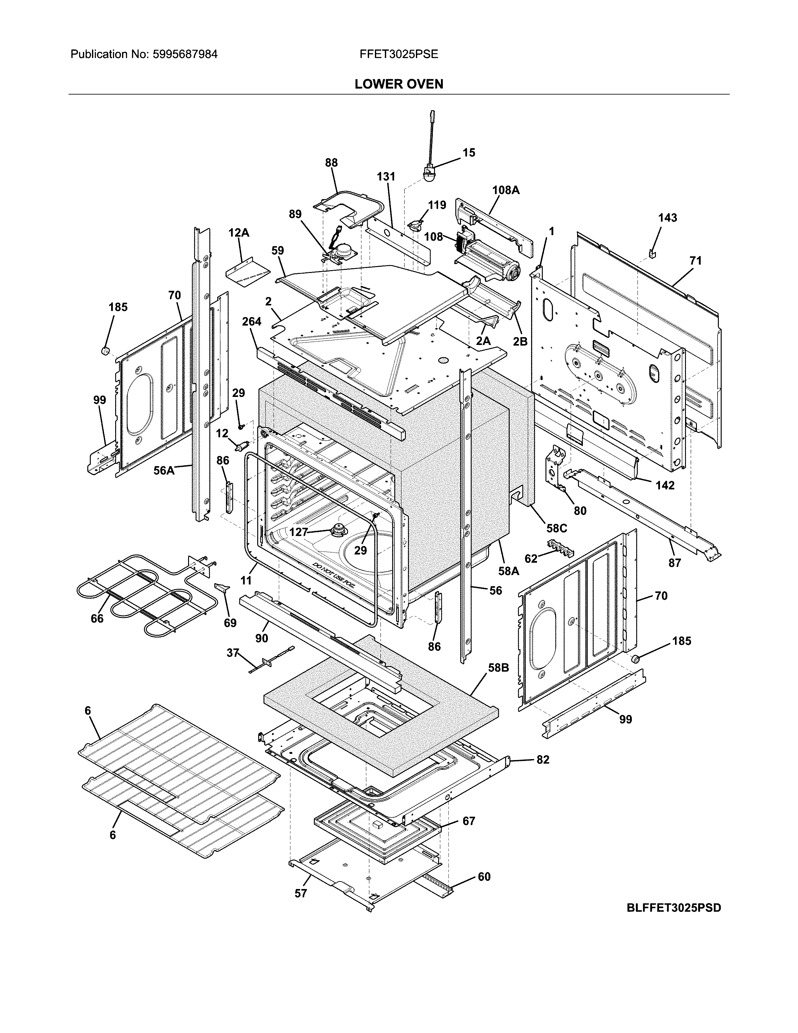 Frigidaire FFET3025PSE lower oven diagram