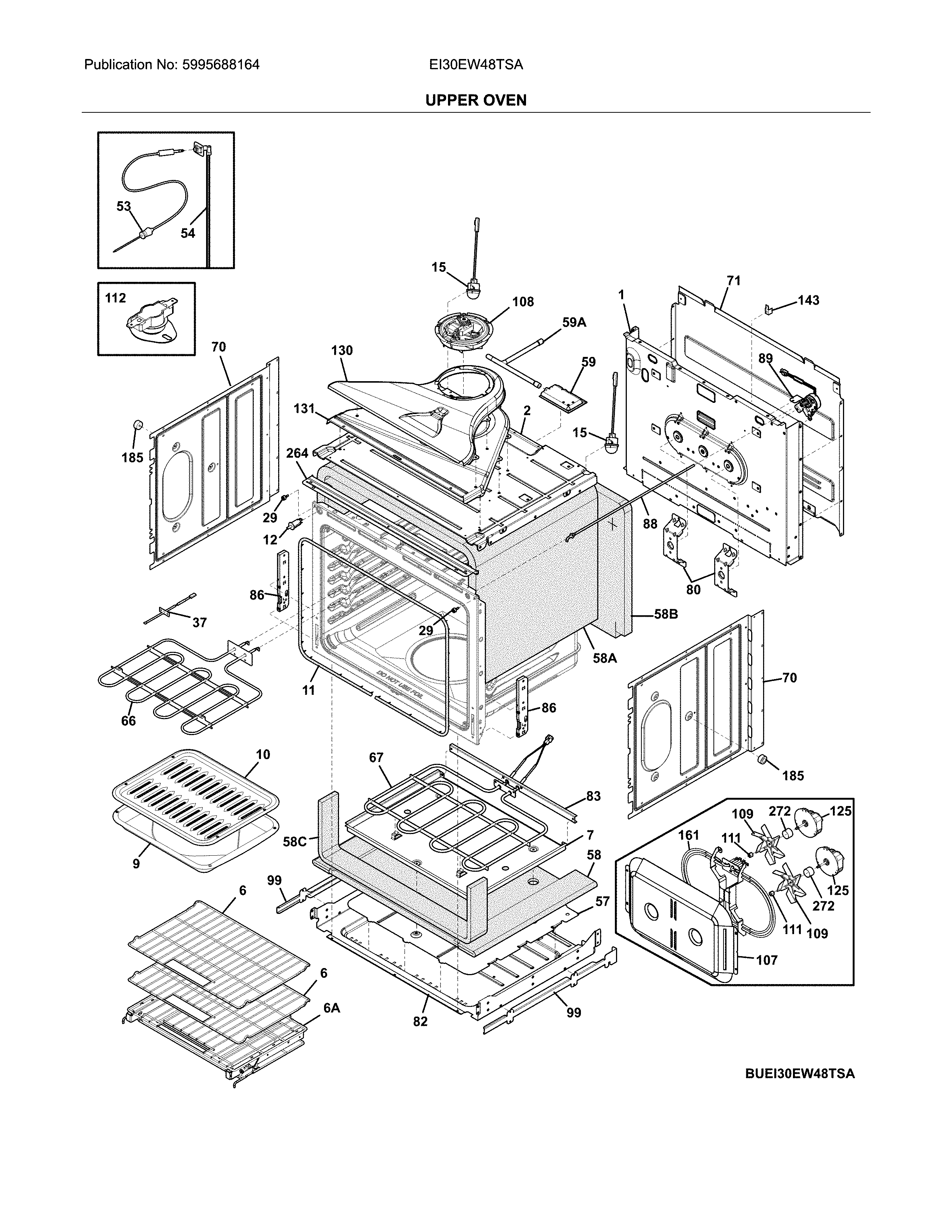 Electrolux EI30EW48TSA upper oven diagram