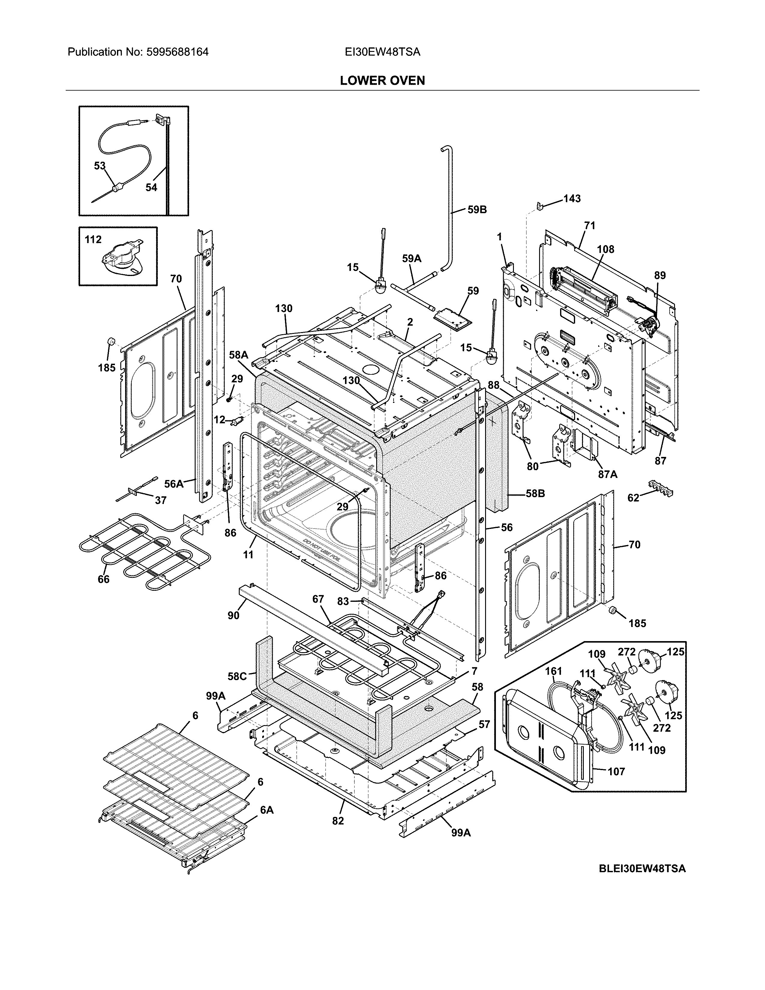 Electrolux EI30EW48TSA lower oven diagram