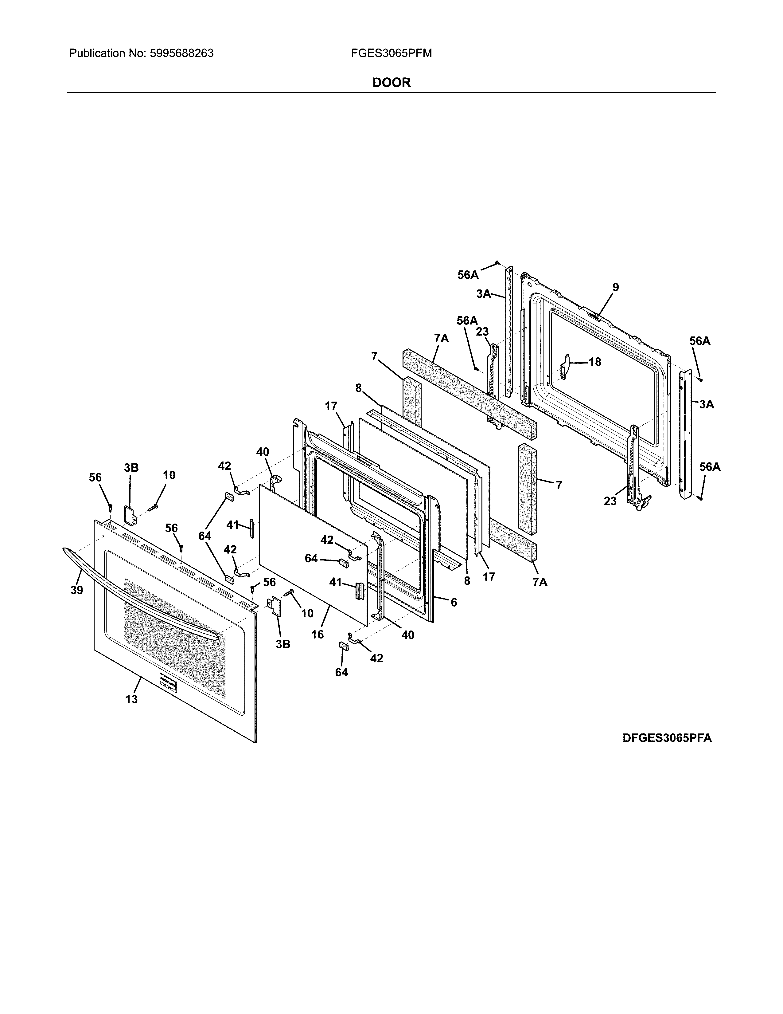 Frigidaire FGES3065PFM door diagram