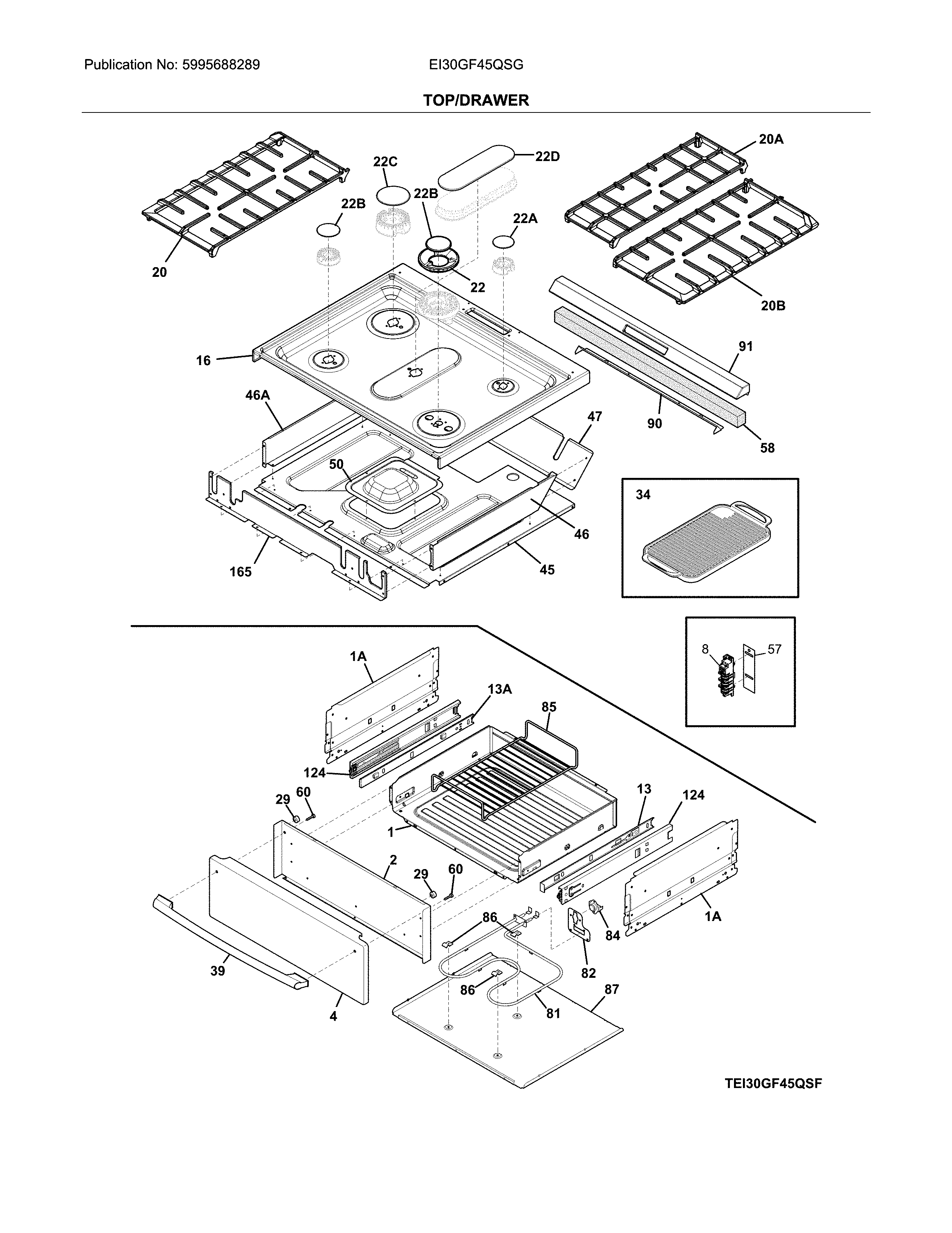 Electrolux EI30GF45QSG top/drawer diagram