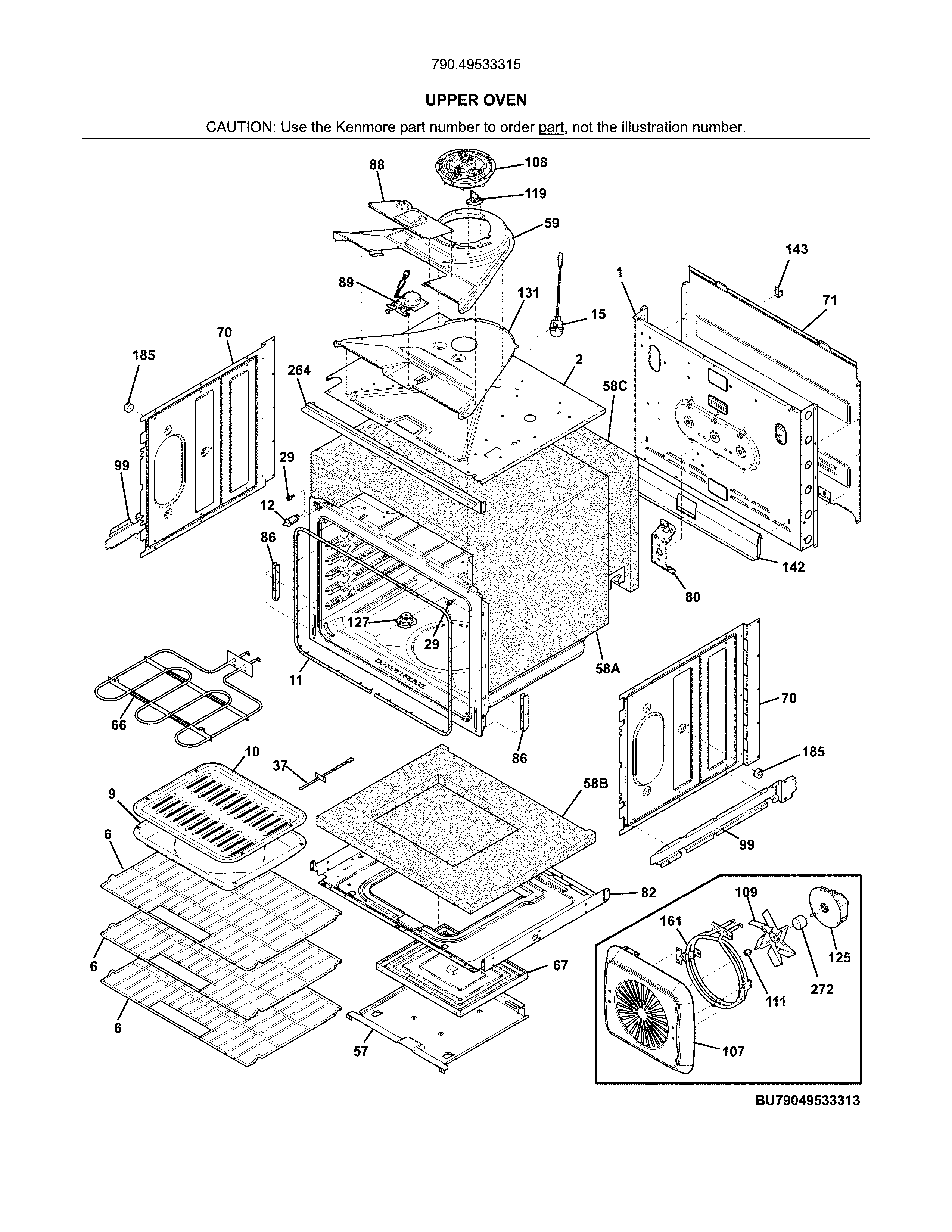 Kenmore 79049533315 upper oven diagram