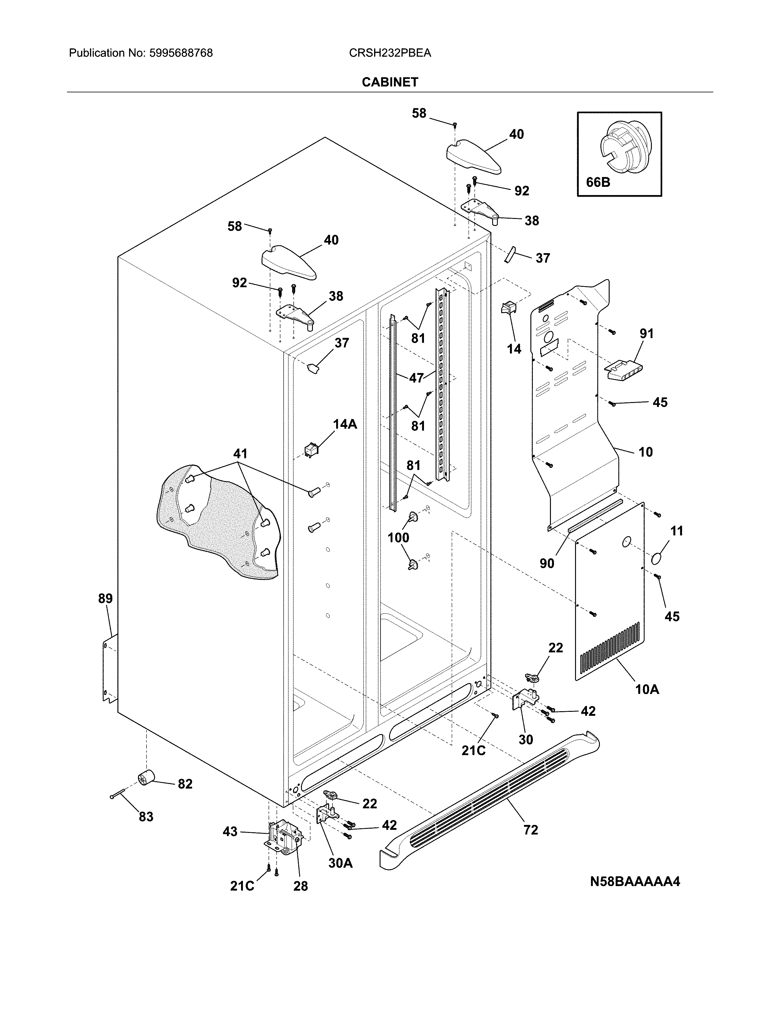 Crosley CRSH232PBEA cabinet diagram