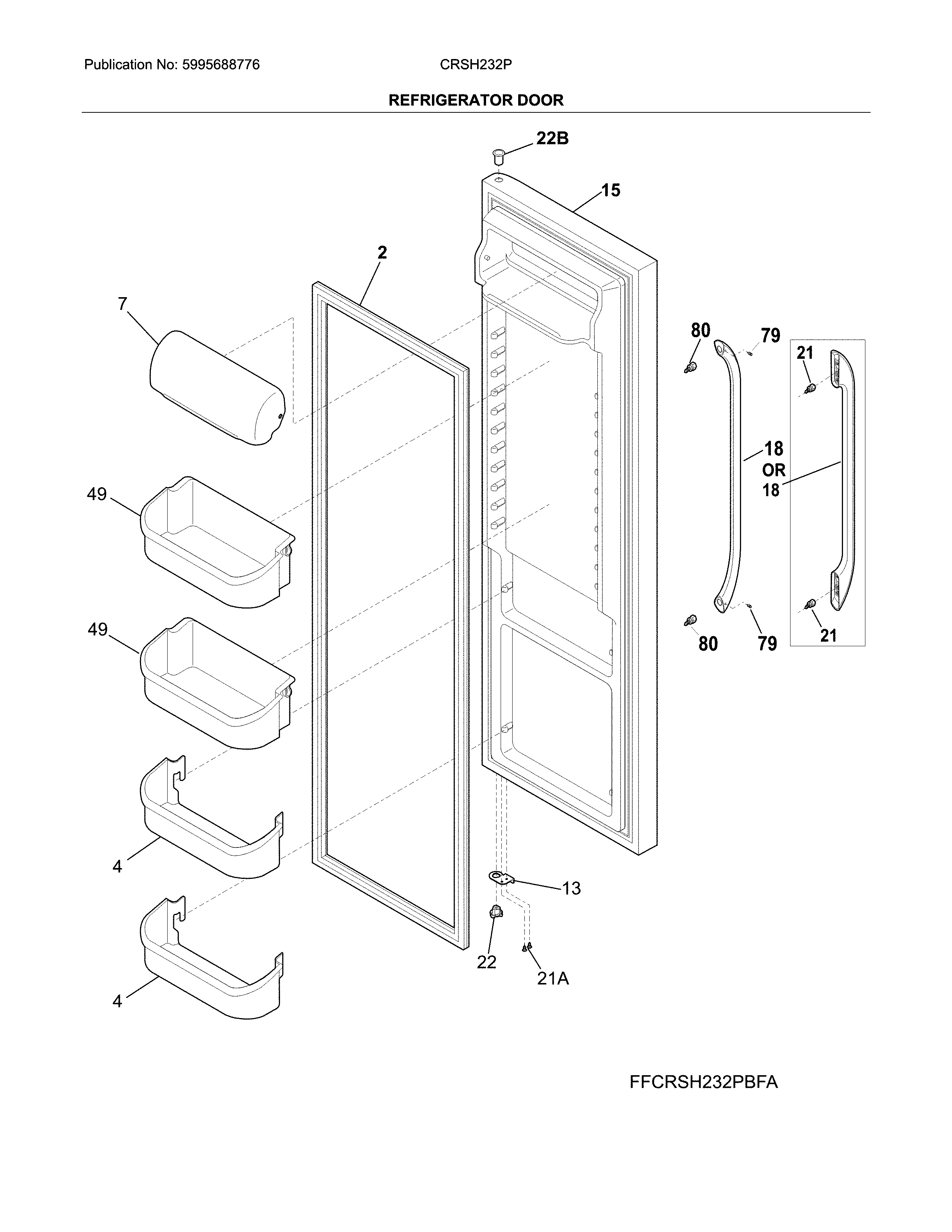 Crosley CRSH232PBFA refrigerator door diagram