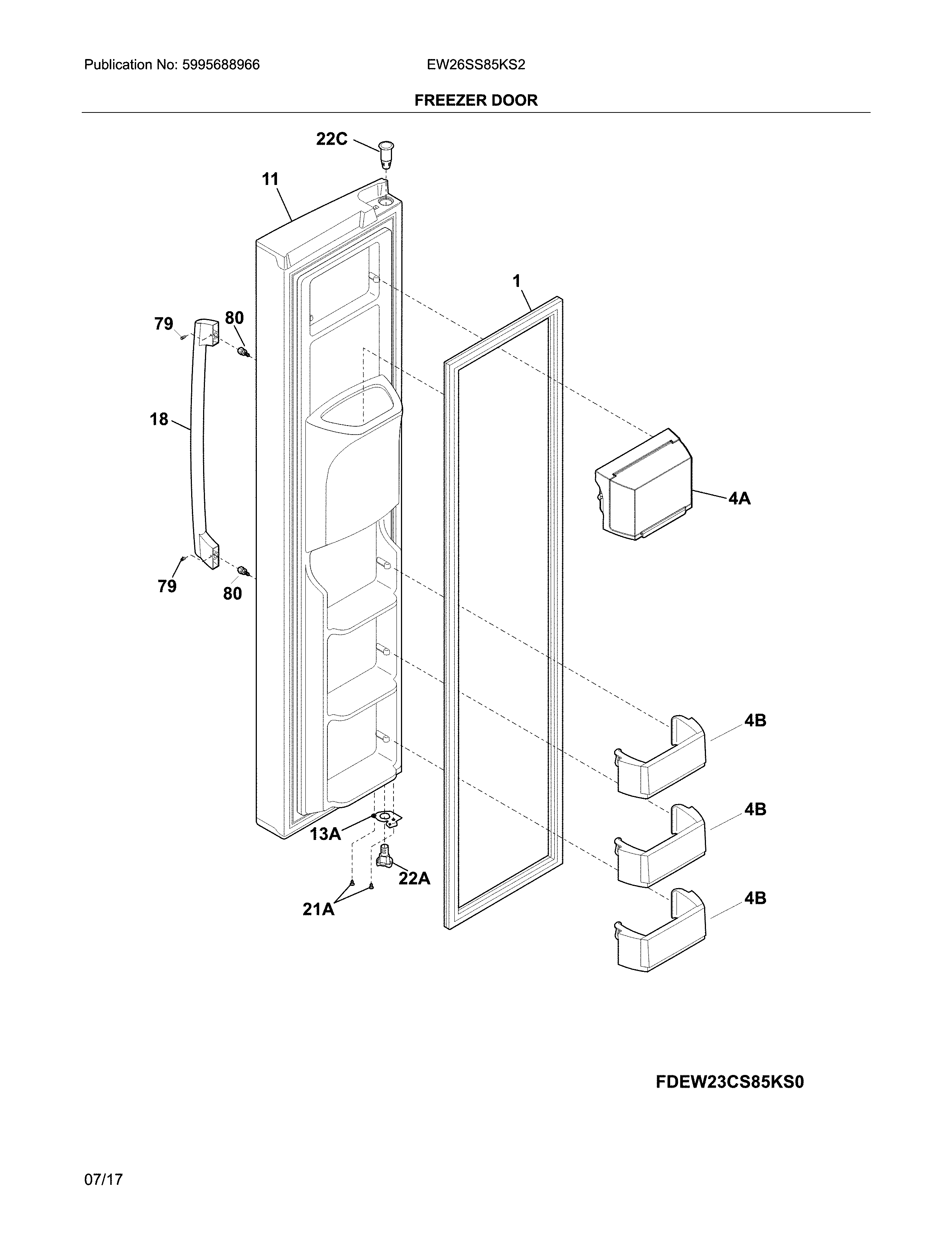 Electrolux EW26SS85KS2 freezer door diagram