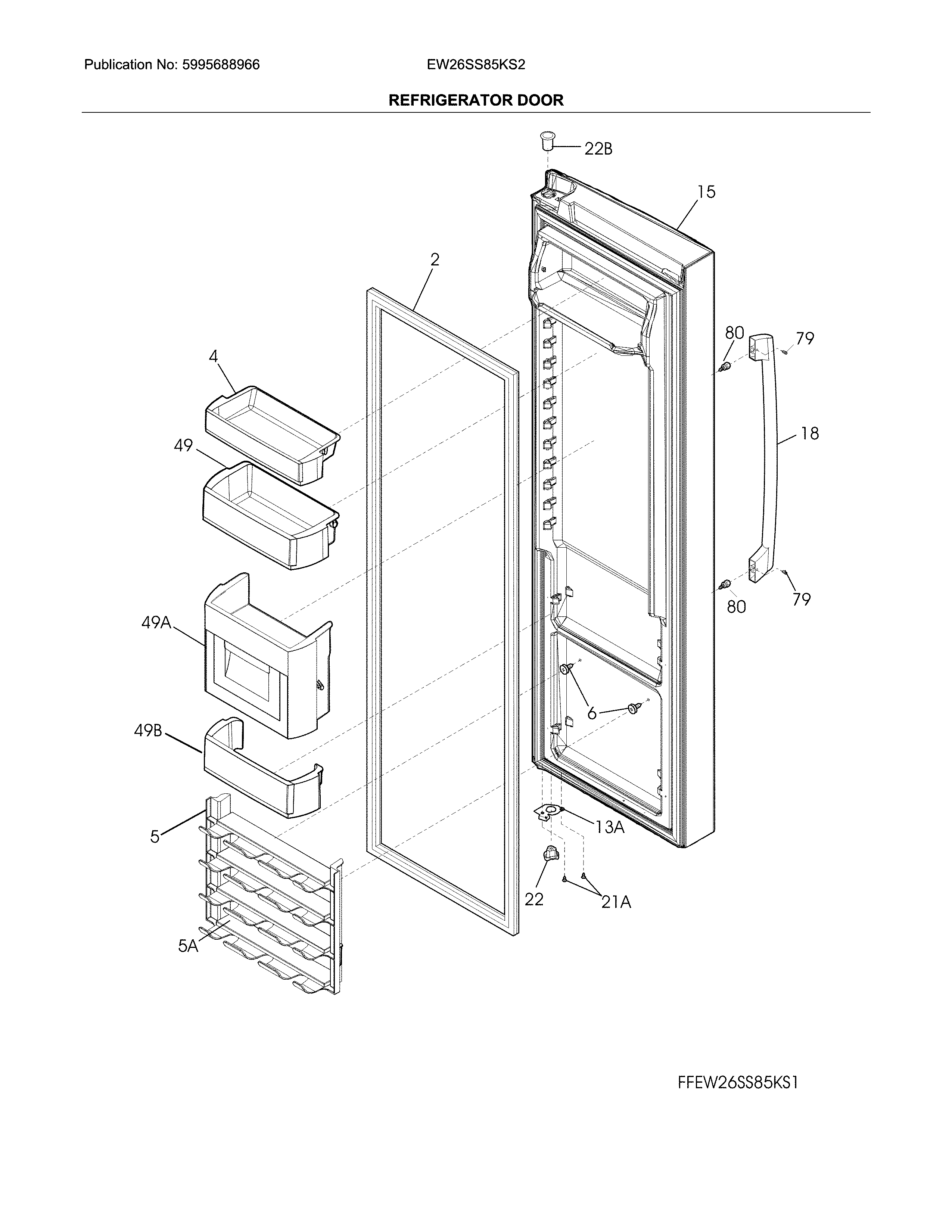 Electrolux EW26SS85KS2 fresh food door diagram