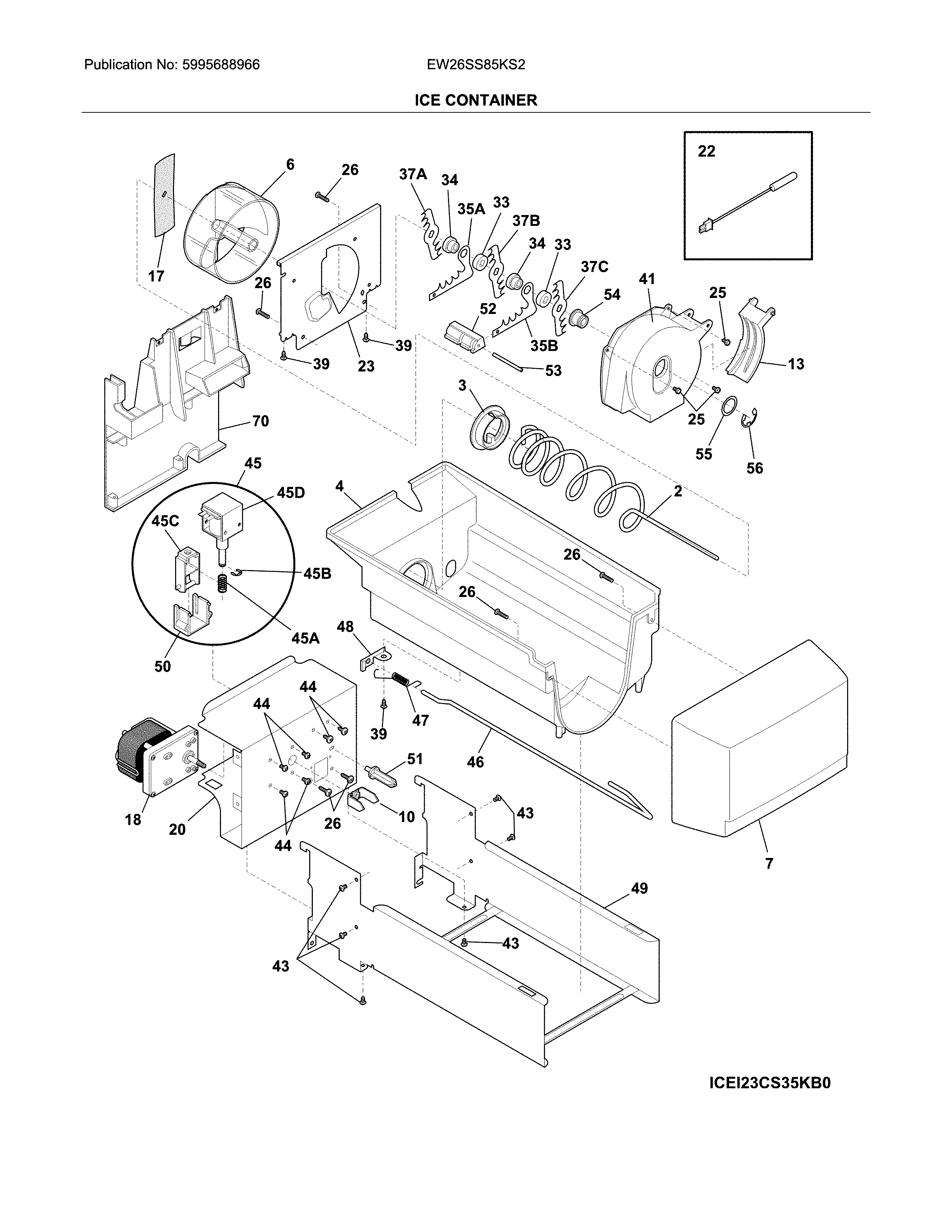 Electrolux EW26SS85KS2 ice container diagram