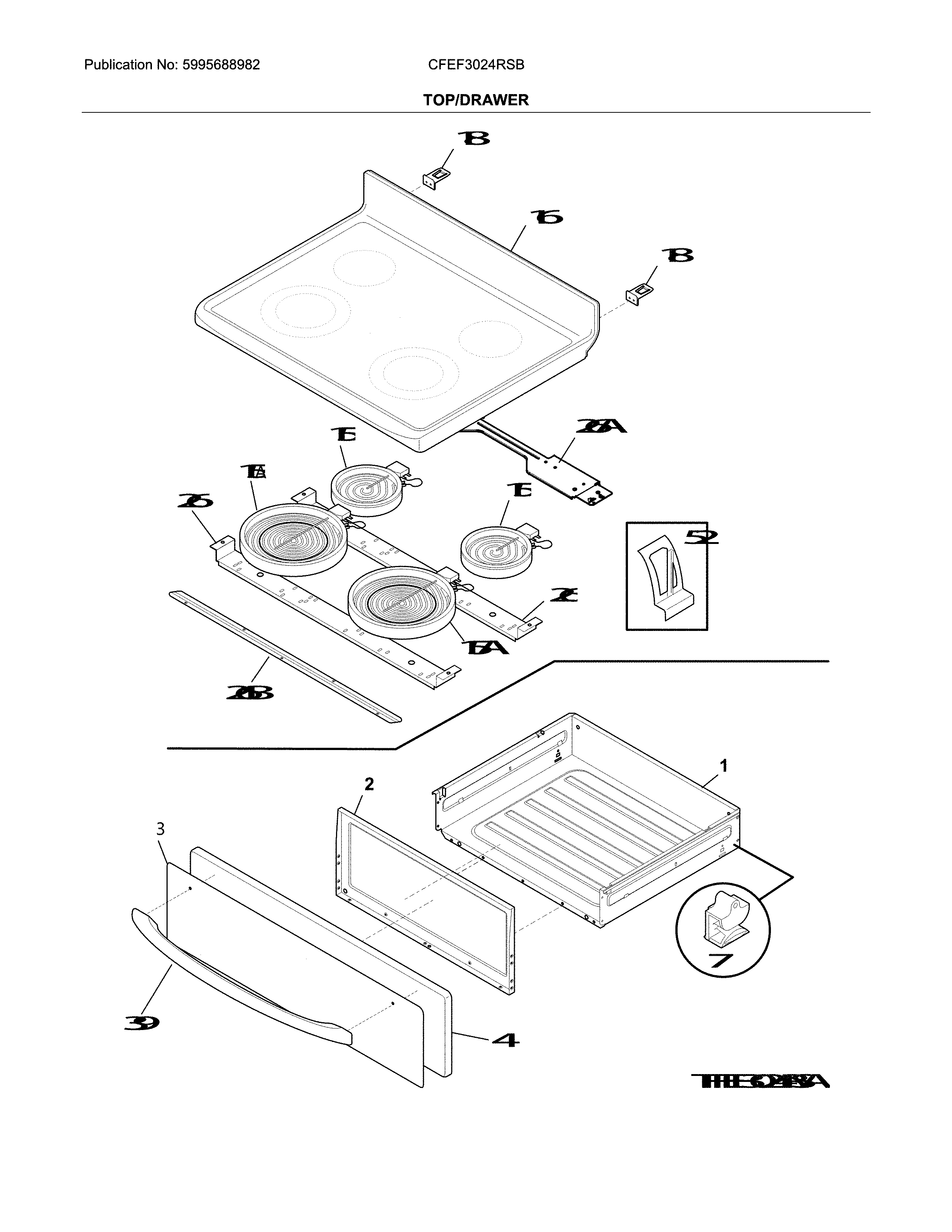 Frigidaire CFEF3024RSB top/drawer diagram