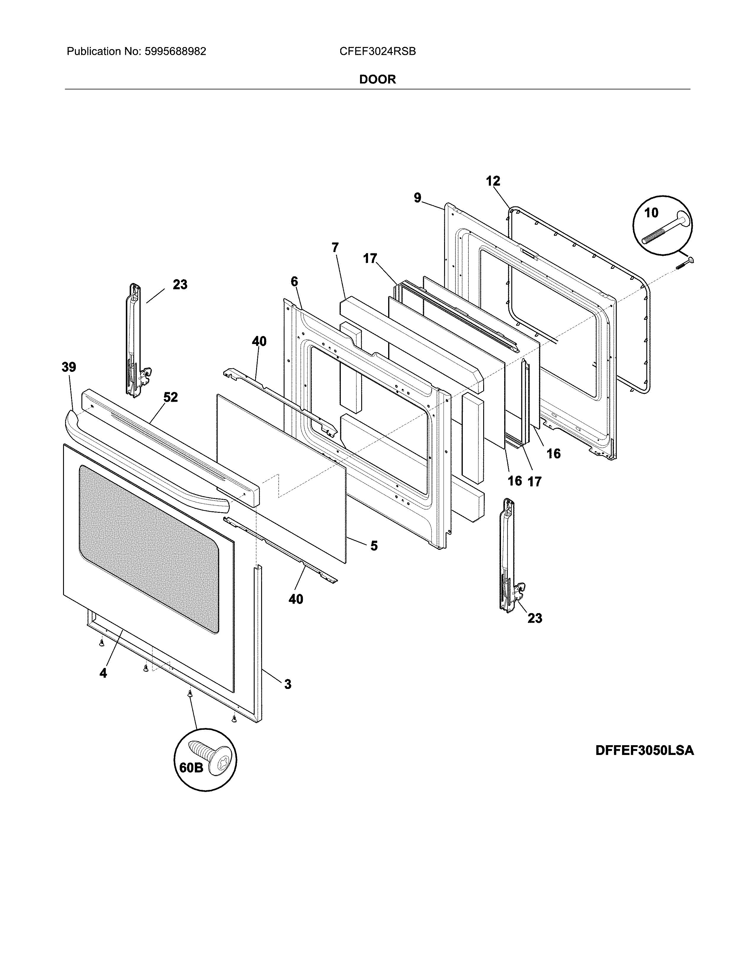 Frigidaire CFEF3024RSB door diagram