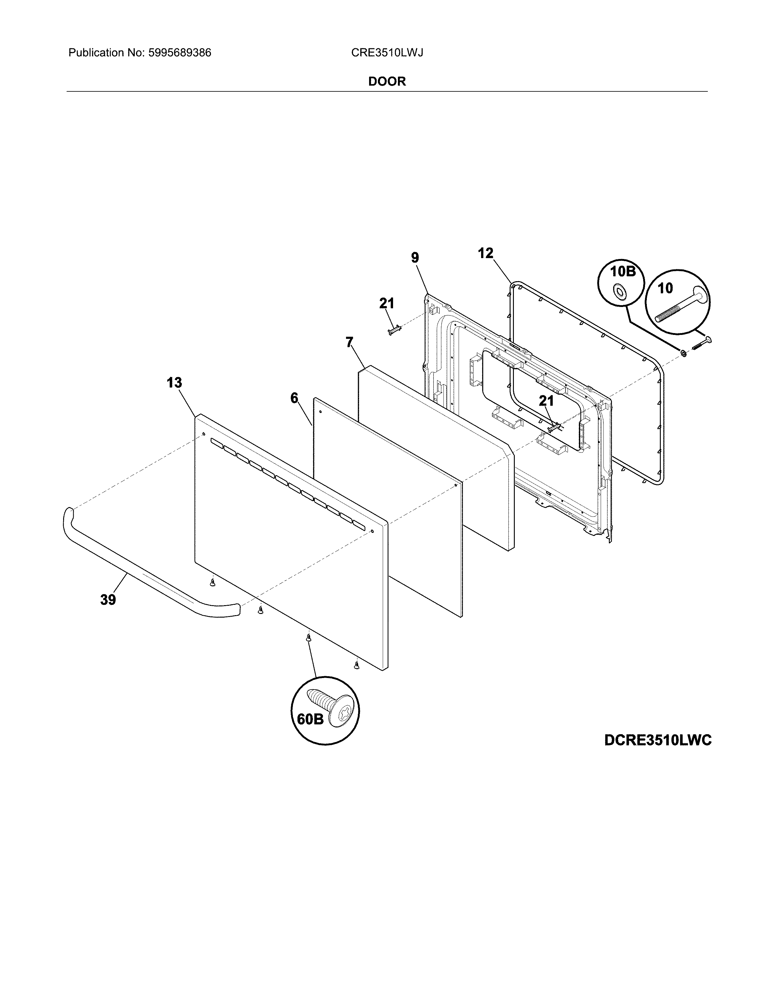Crosley CRE3510LWJ door diagram