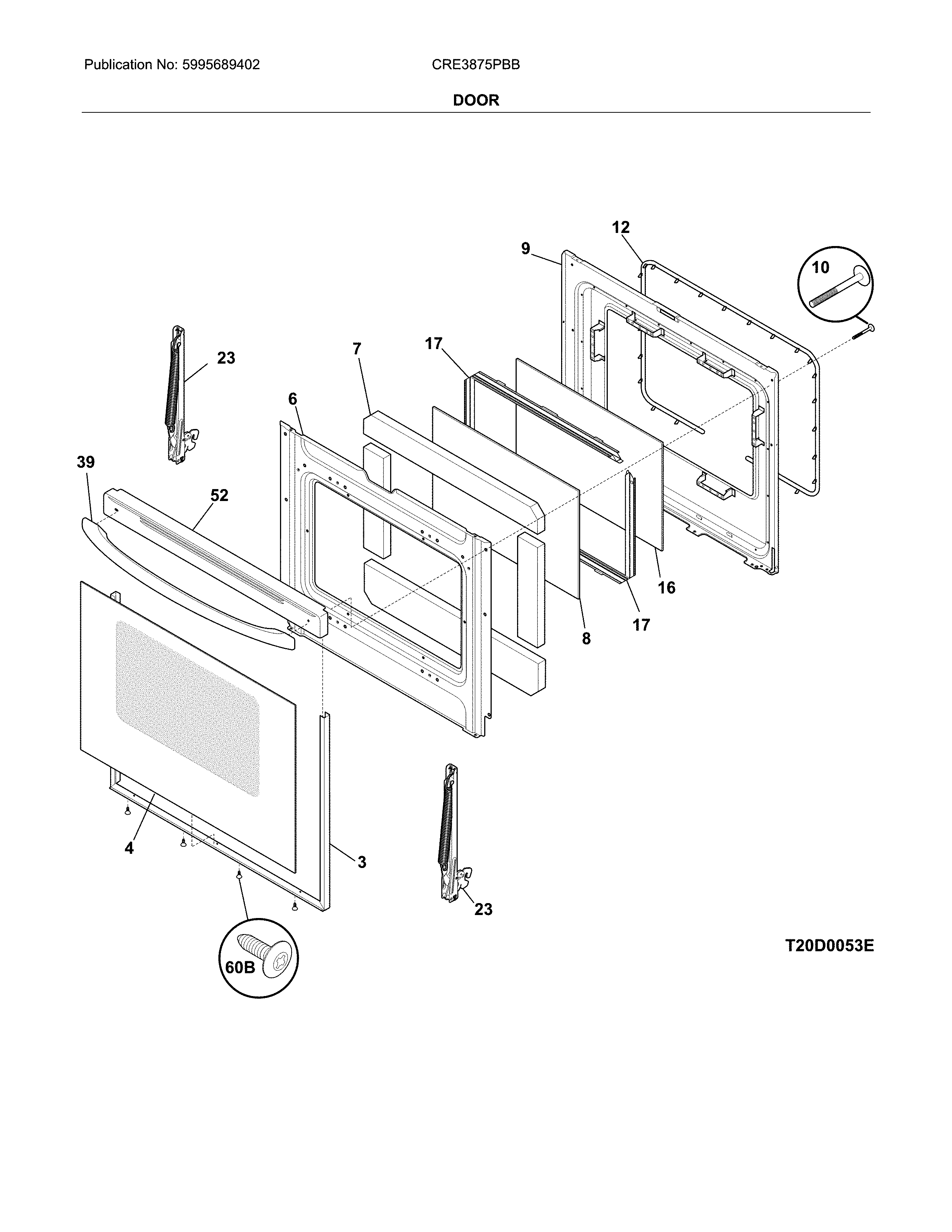 Crosley CRE3875PBB door diagram