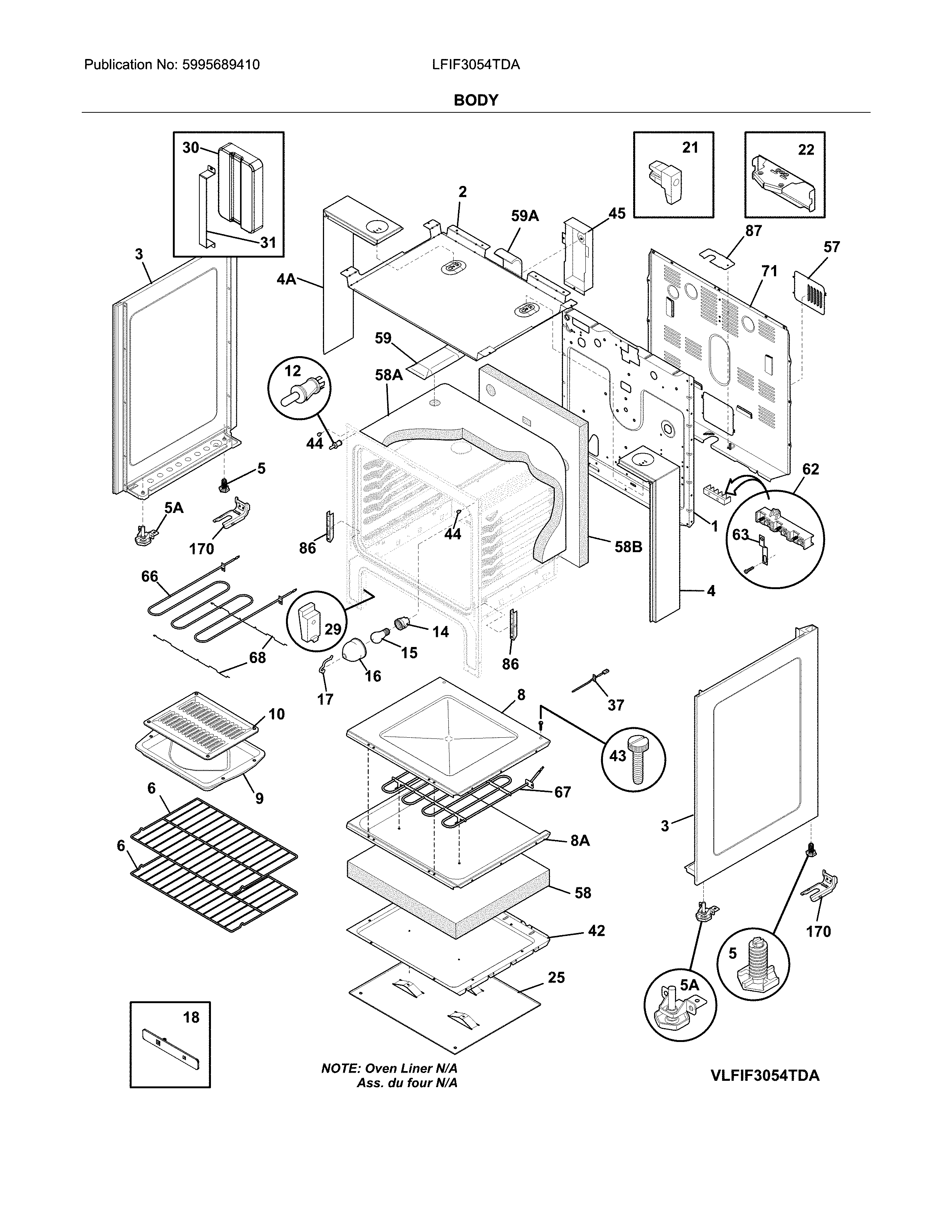 Frigidaire LFIF3054TDA body diagram