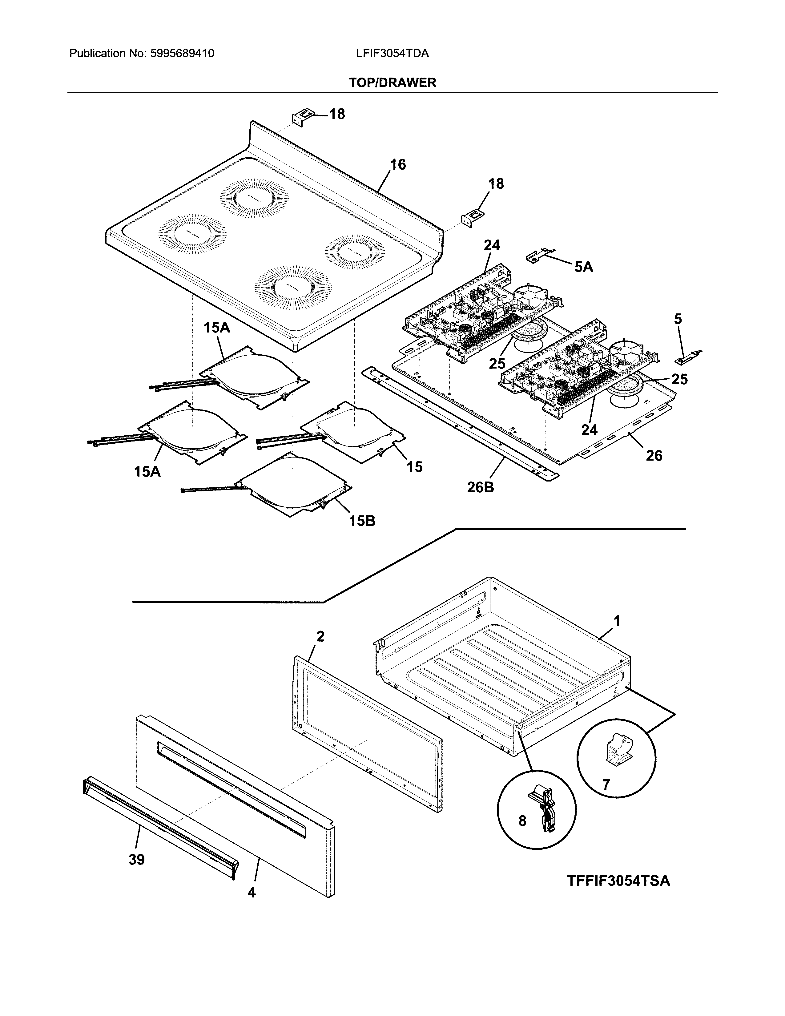 Frigidaire LFIF3054TDA top/drawer diagram
