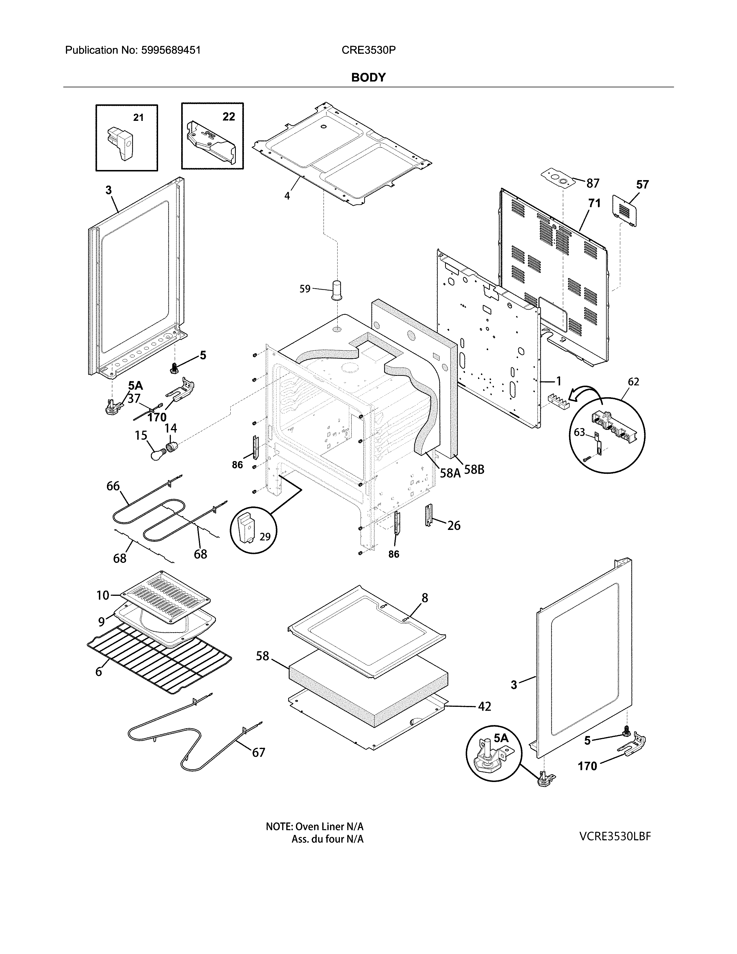Crosley CRE3530PBE body diagram