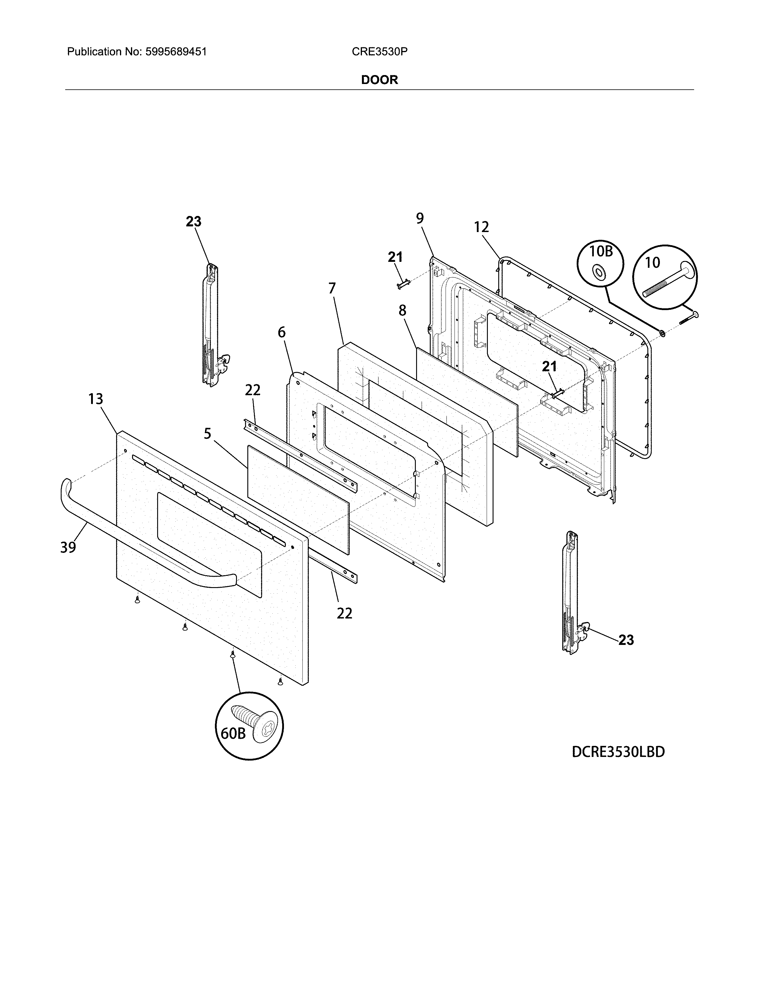 Crosley CRE3530PBE door diagram