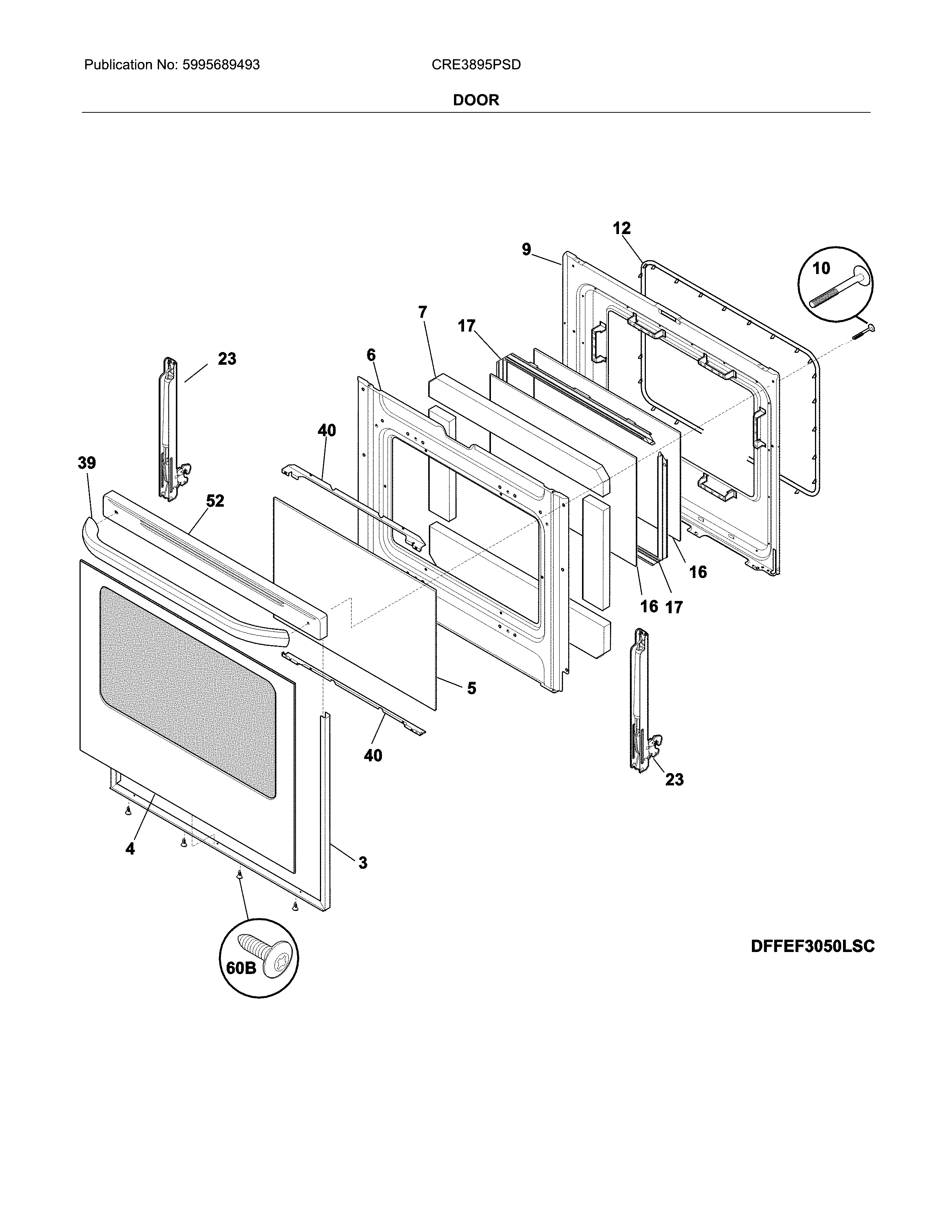 Crosley CRE3895PSD door diagram