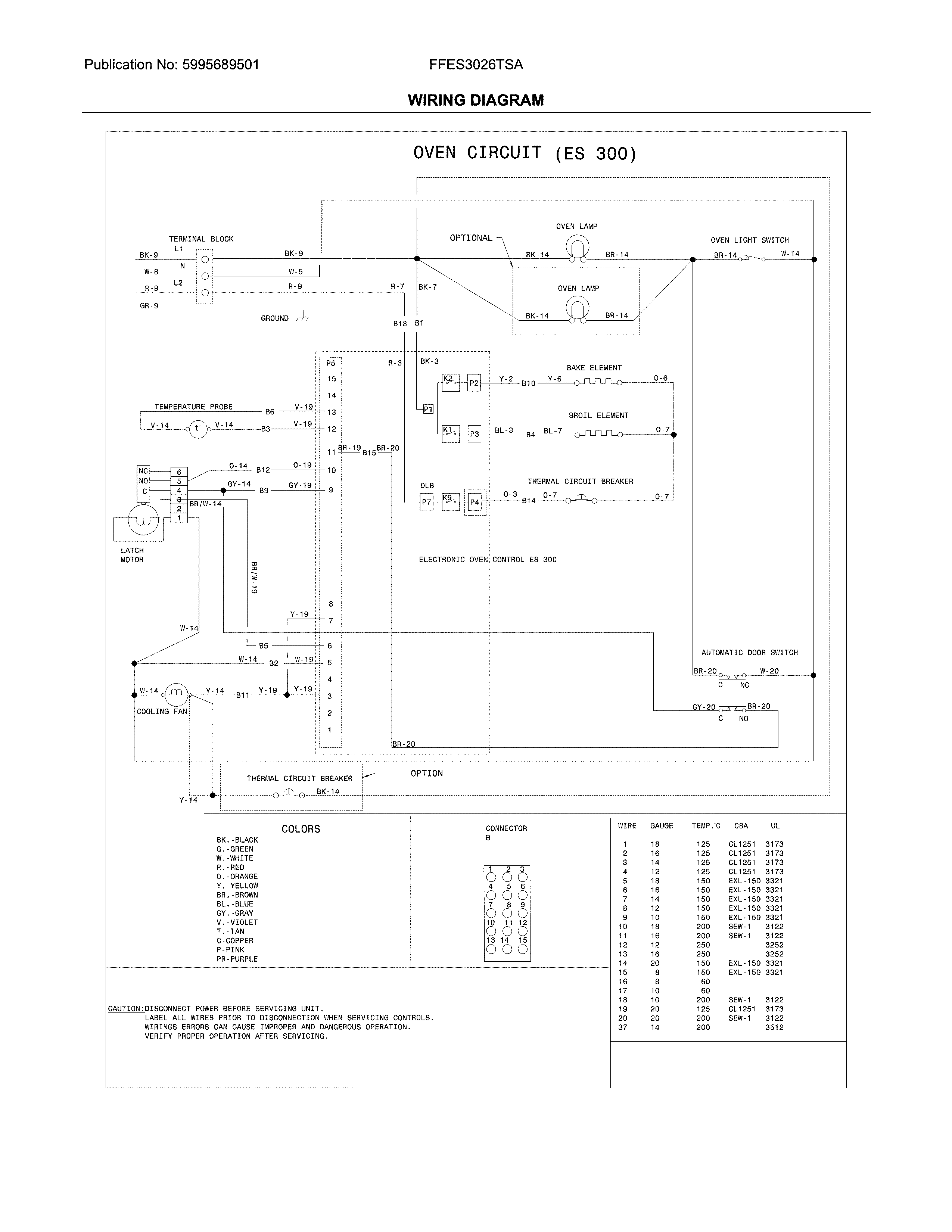 Frigidaire FFES3026TSA wiring diagram diagram