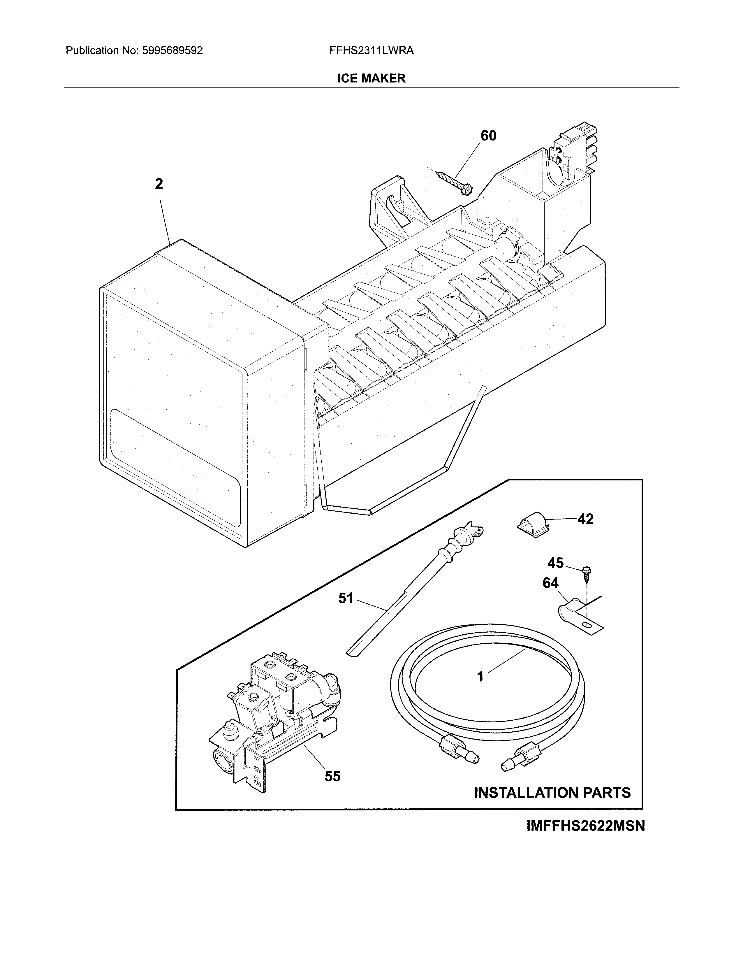 Frigidaire FFHS2311LWRA ice maker diagram