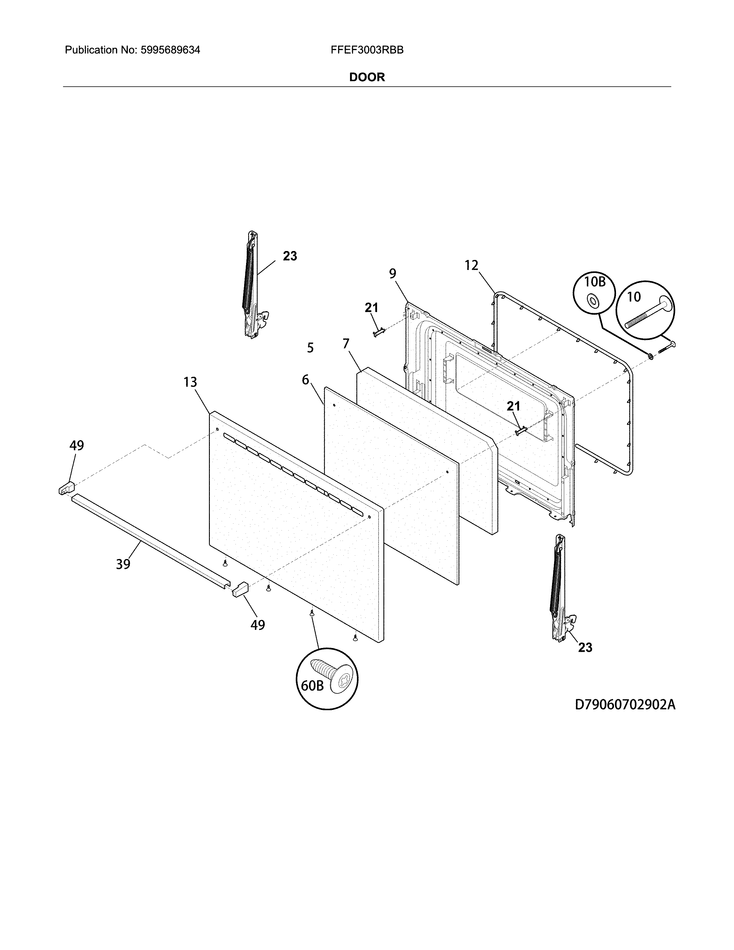 Frigidaire FFEF3003RBB door diagram