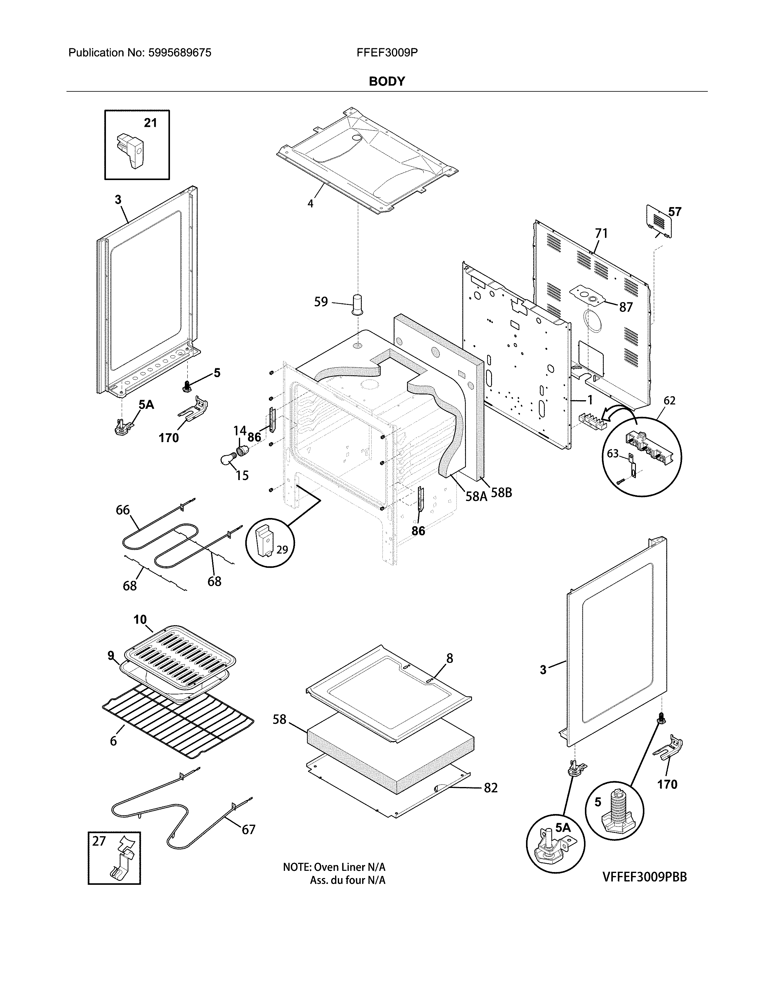 Frigidaire FFEF3009PWF body diagram