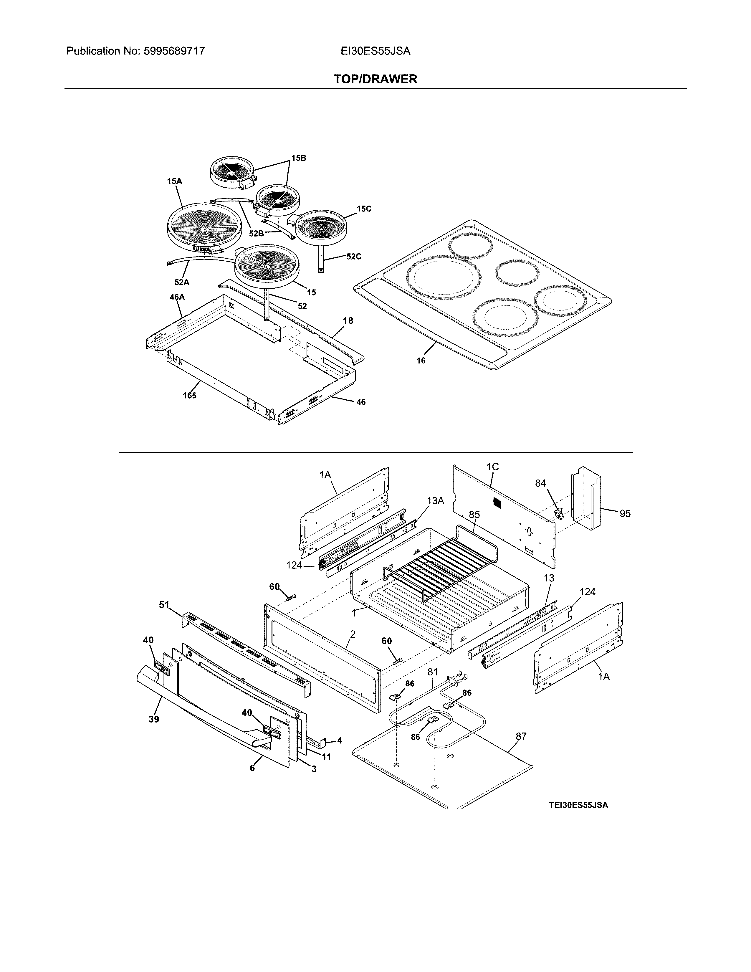 Electrolux EI30ES55JSA top/drawer diagram