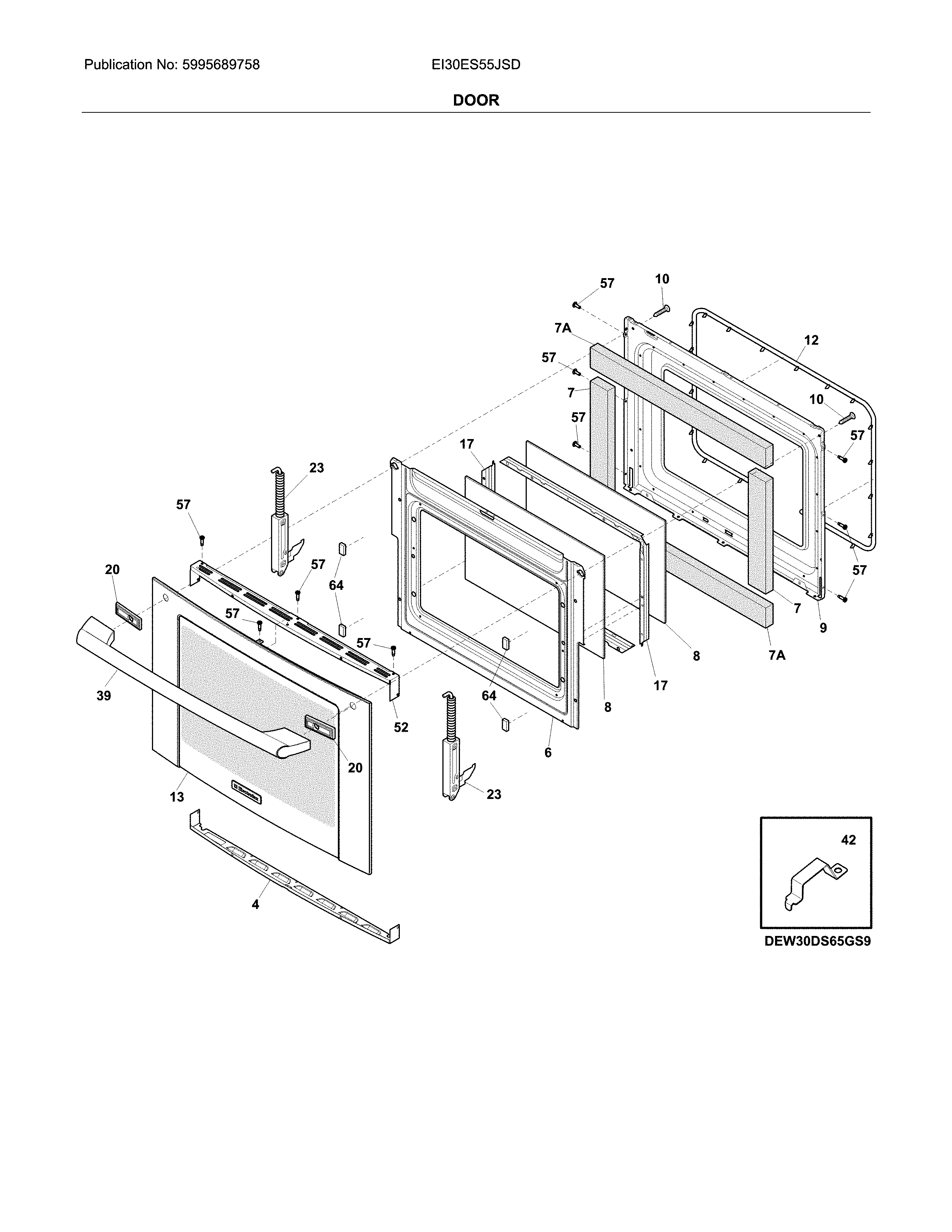 Electrolux EI30ES55JSD door diagram