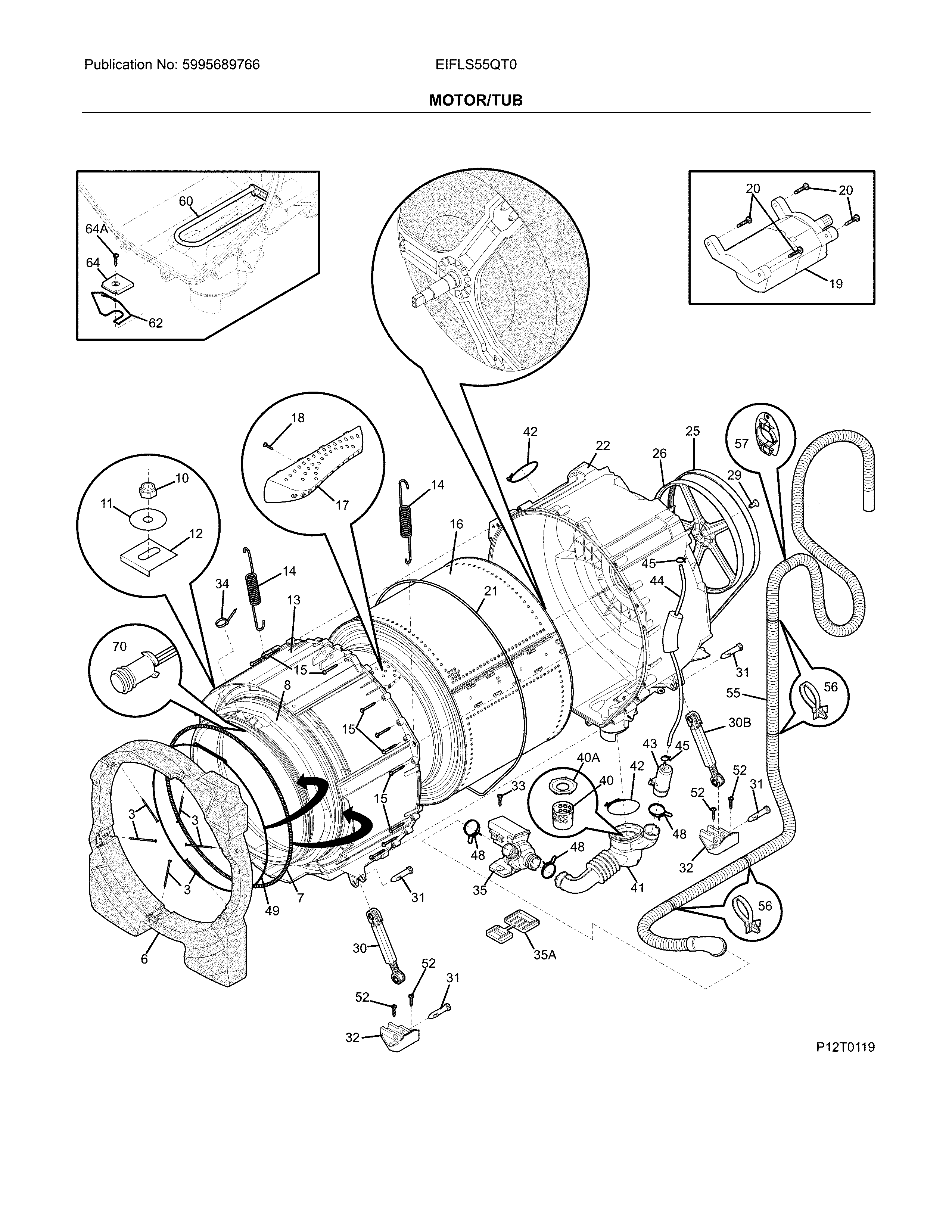 Electrolux EIFLS55QT0 motor/tub diagram