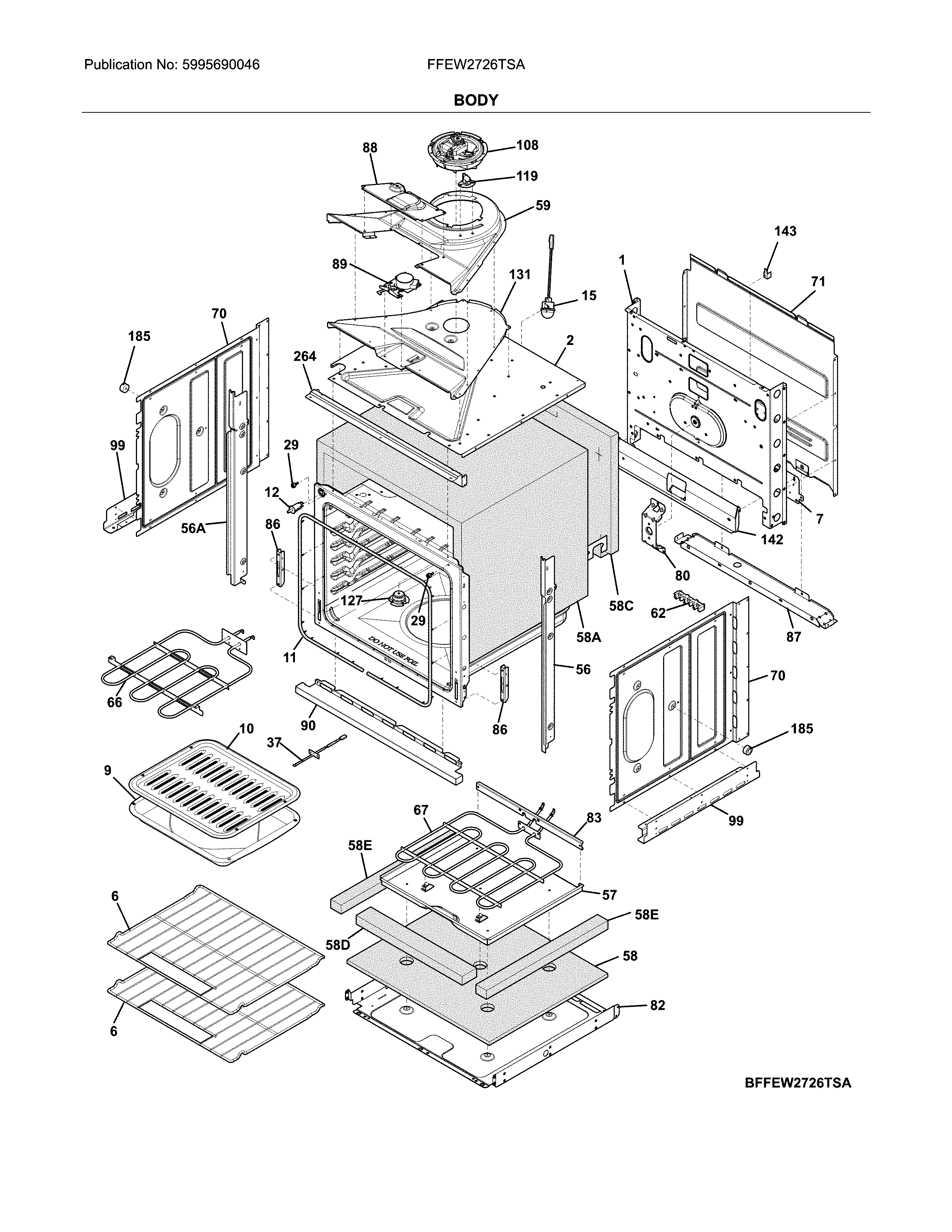 Frigidaire FFEW2726TSA body diagram