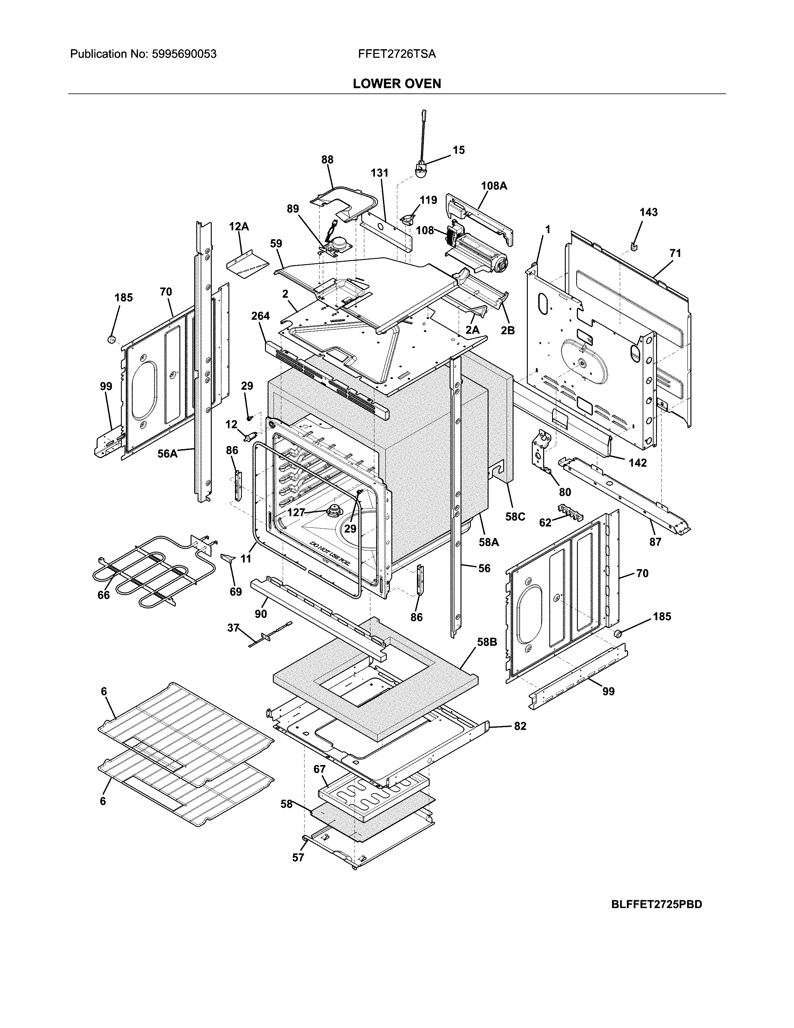 Frigidaire FFET2726TSA lower oven diagram
