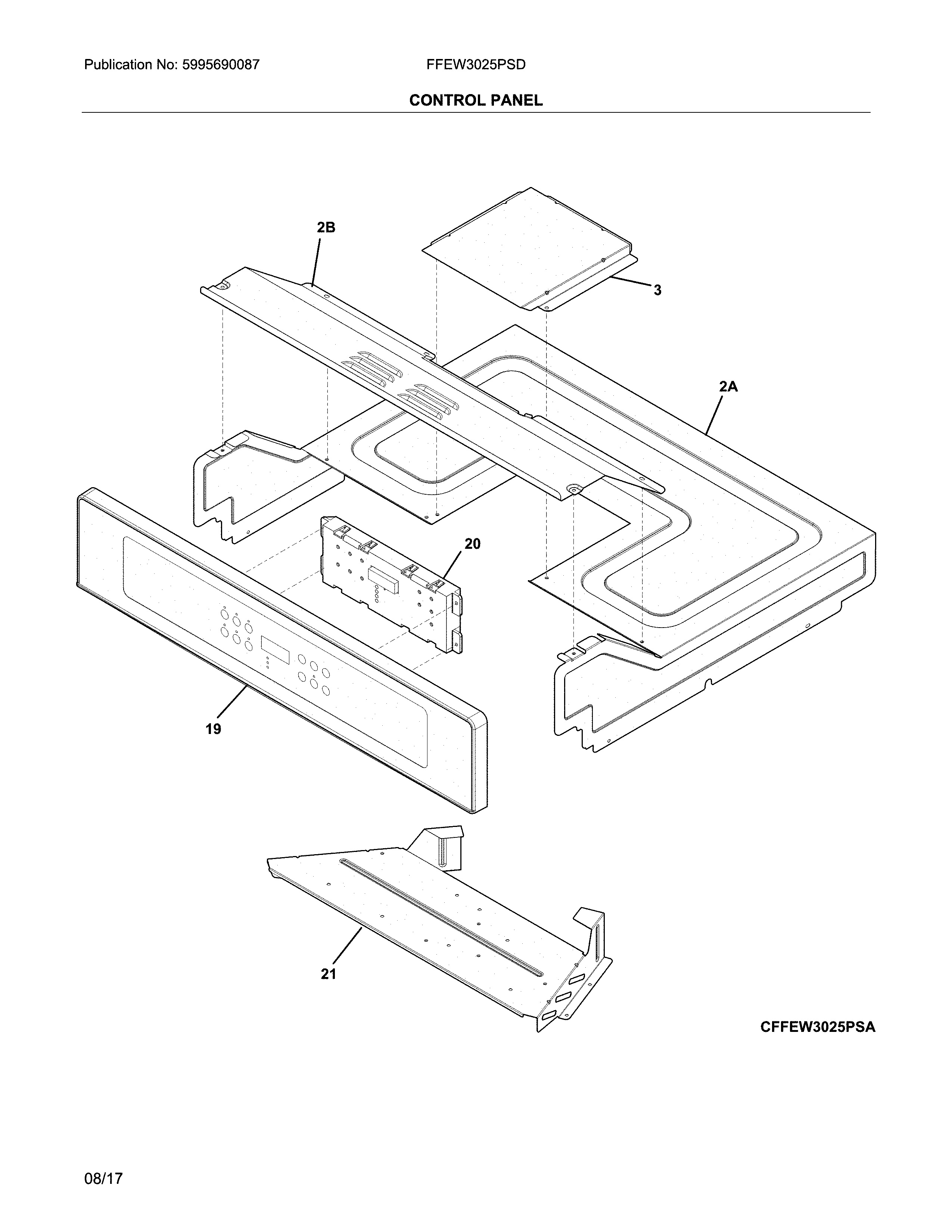 Frigidaire FFEW3025PSD control panel diagram