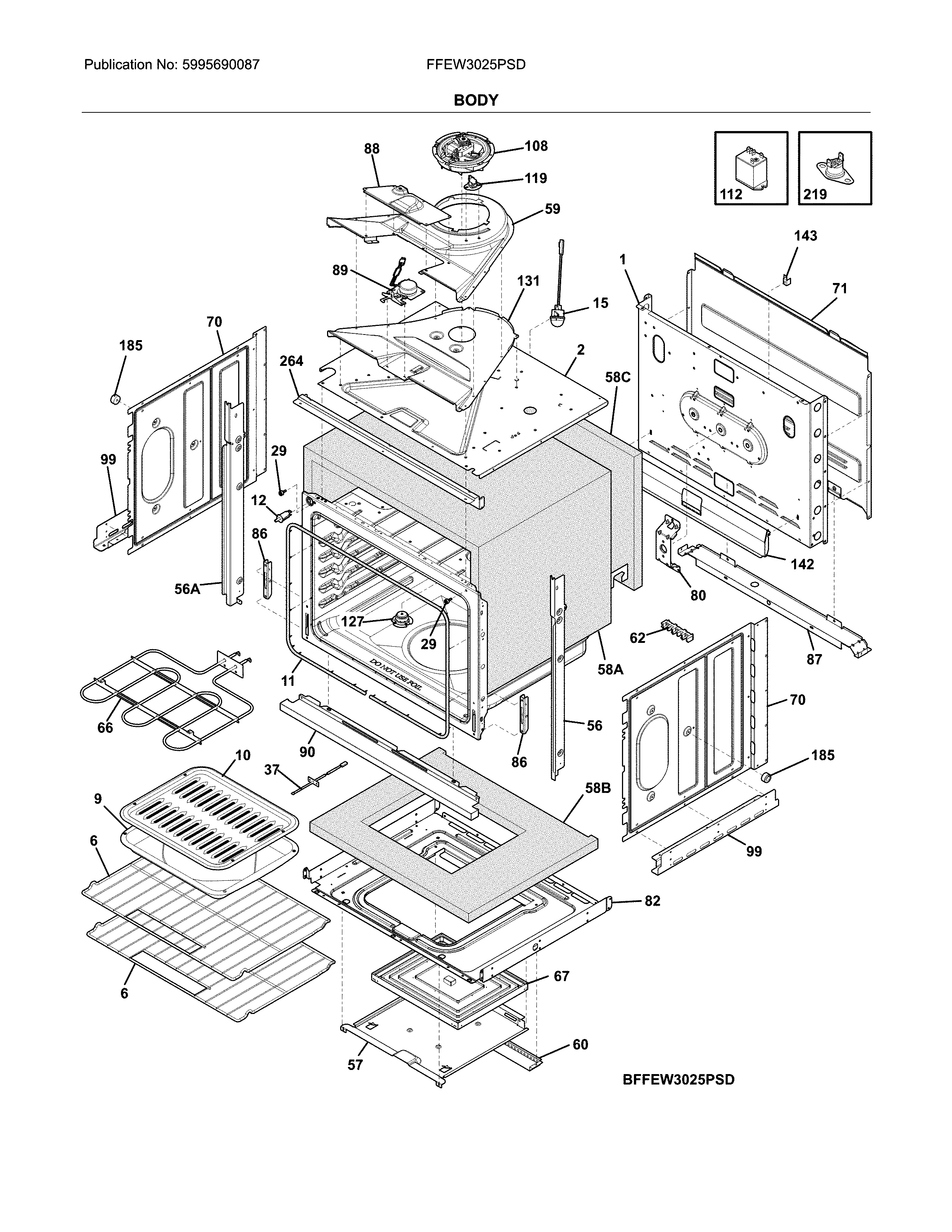 Frigidaire FFEW3025PSD body diagram