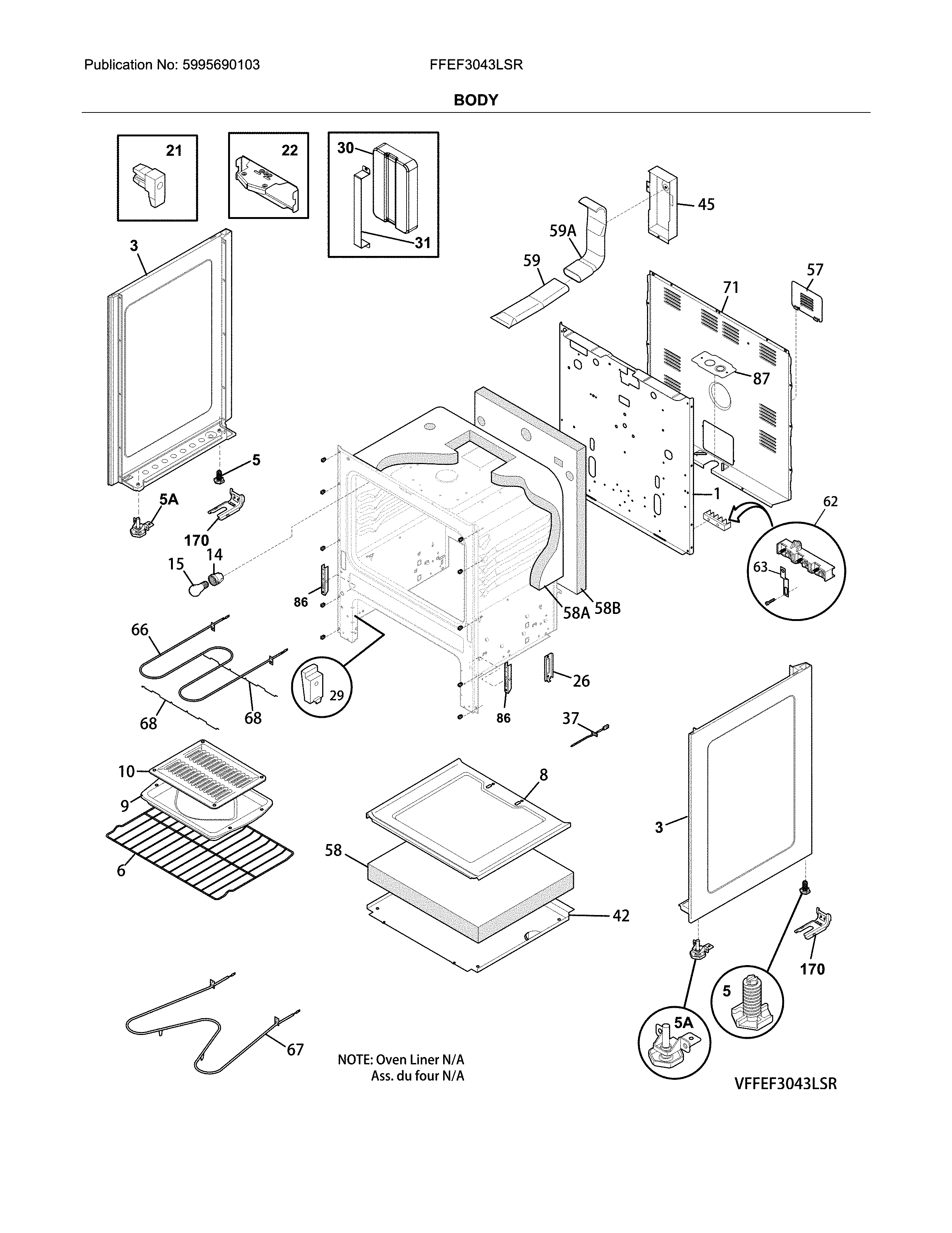 Frigidaire FFEF3043LSR body diagram