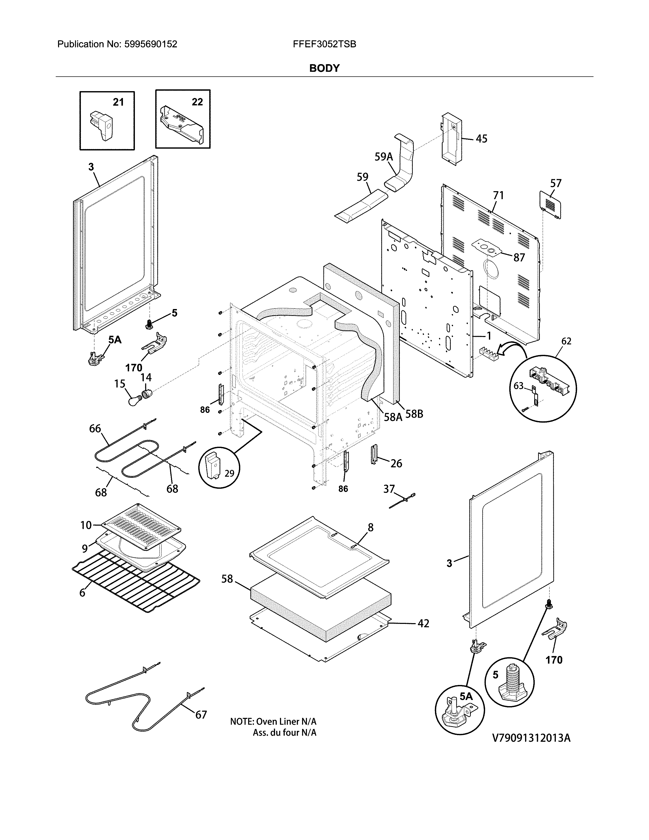 Frigidaire FFEF3052TSB body diagram