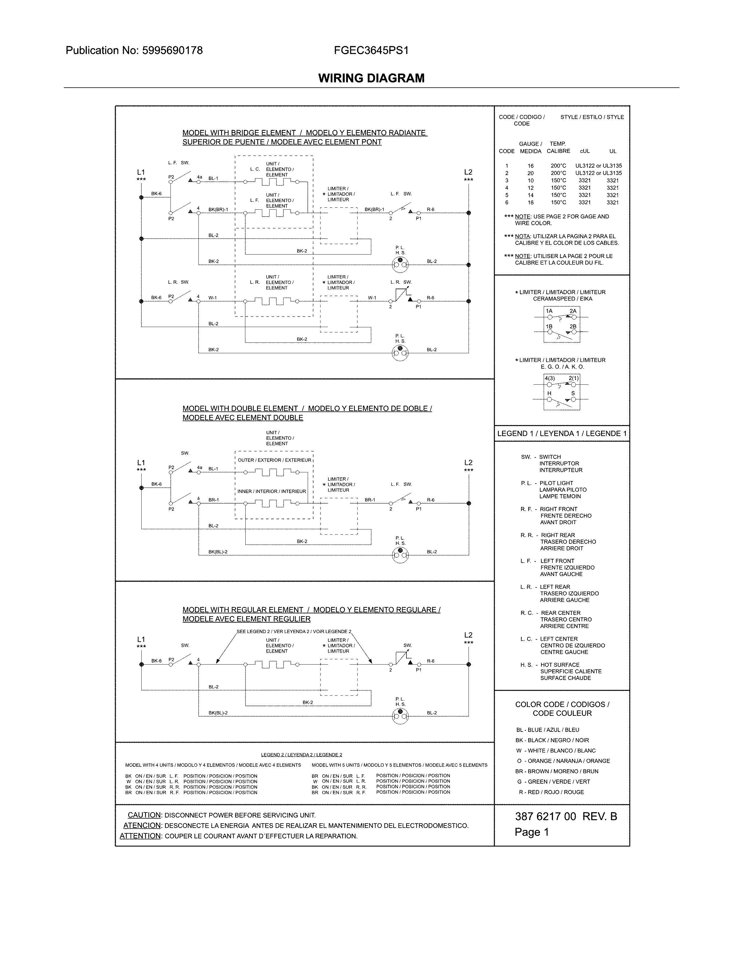 Frigidaire FGEC3645PS1 wiring diagram diagram