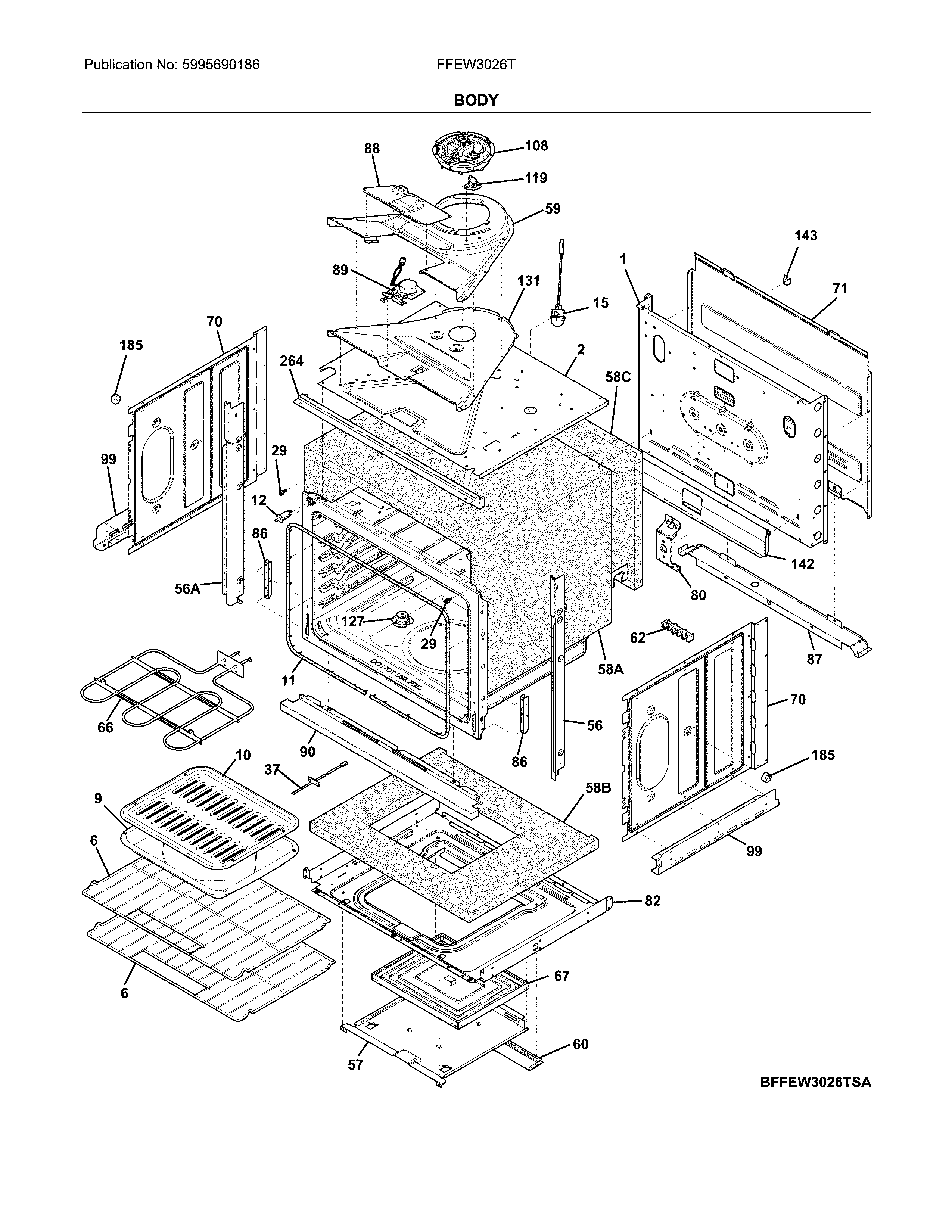 Frigidaire FFEW3026TDA body diagram