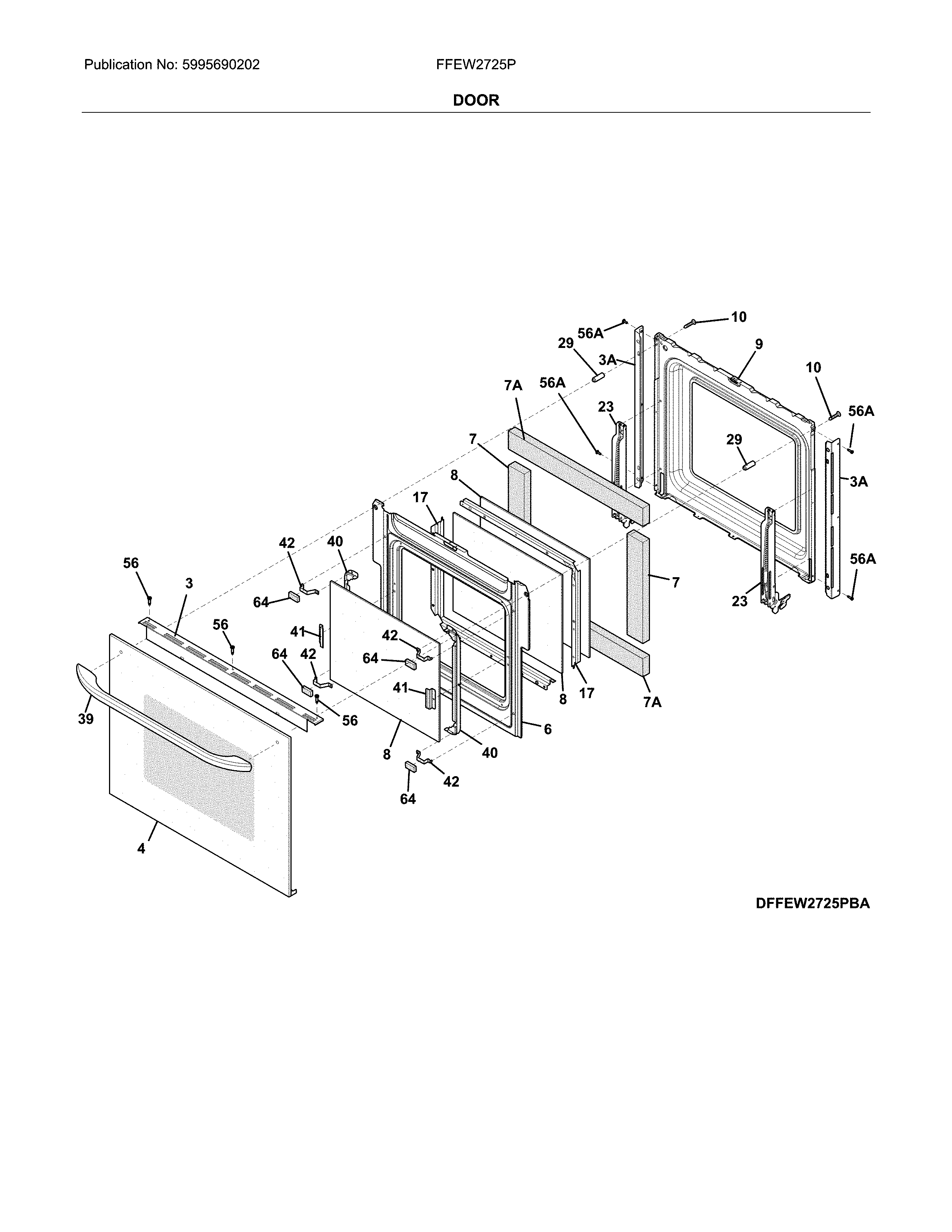 Frigidaire FFEW2725PWE door diagram