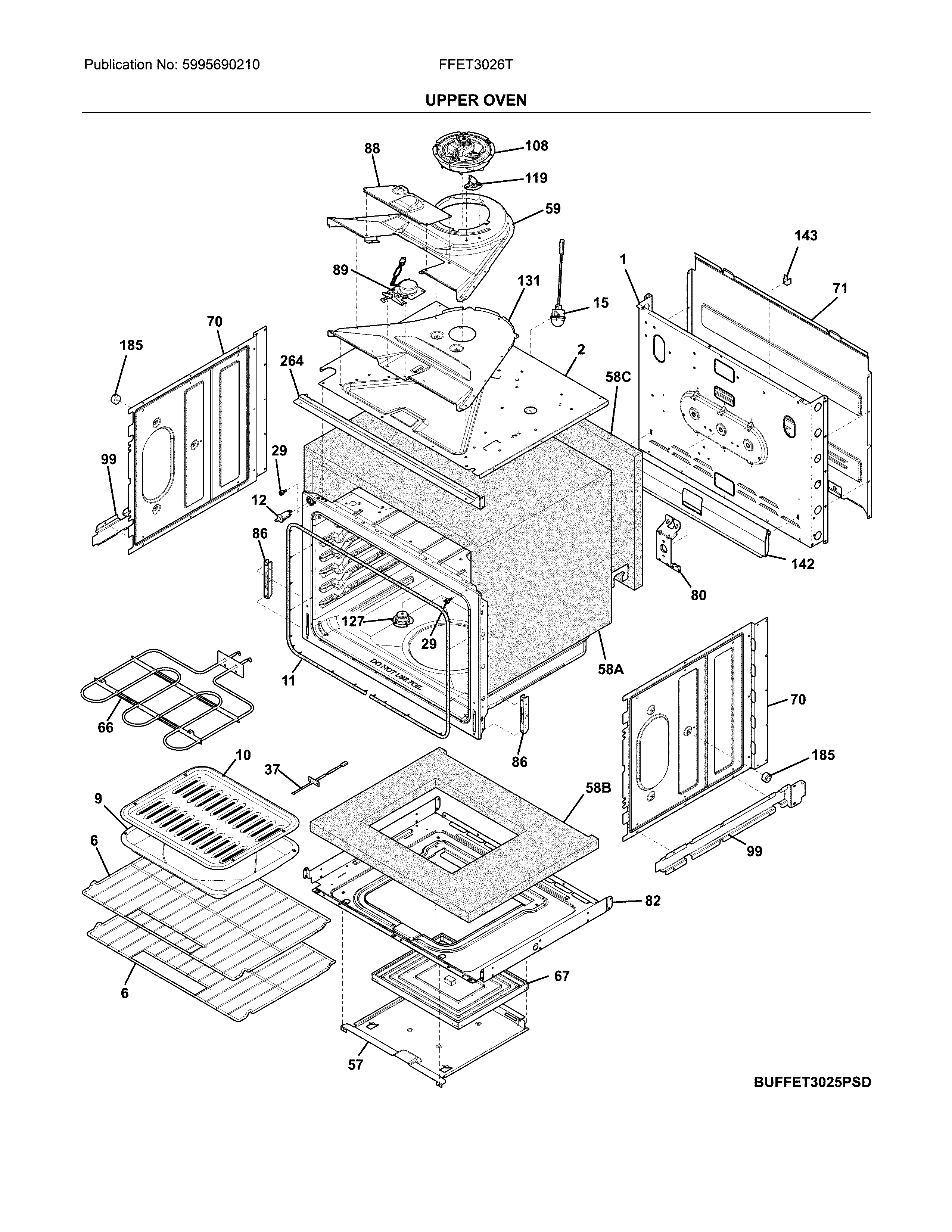 Frigidaire FFET3026TSA upper oven diagram