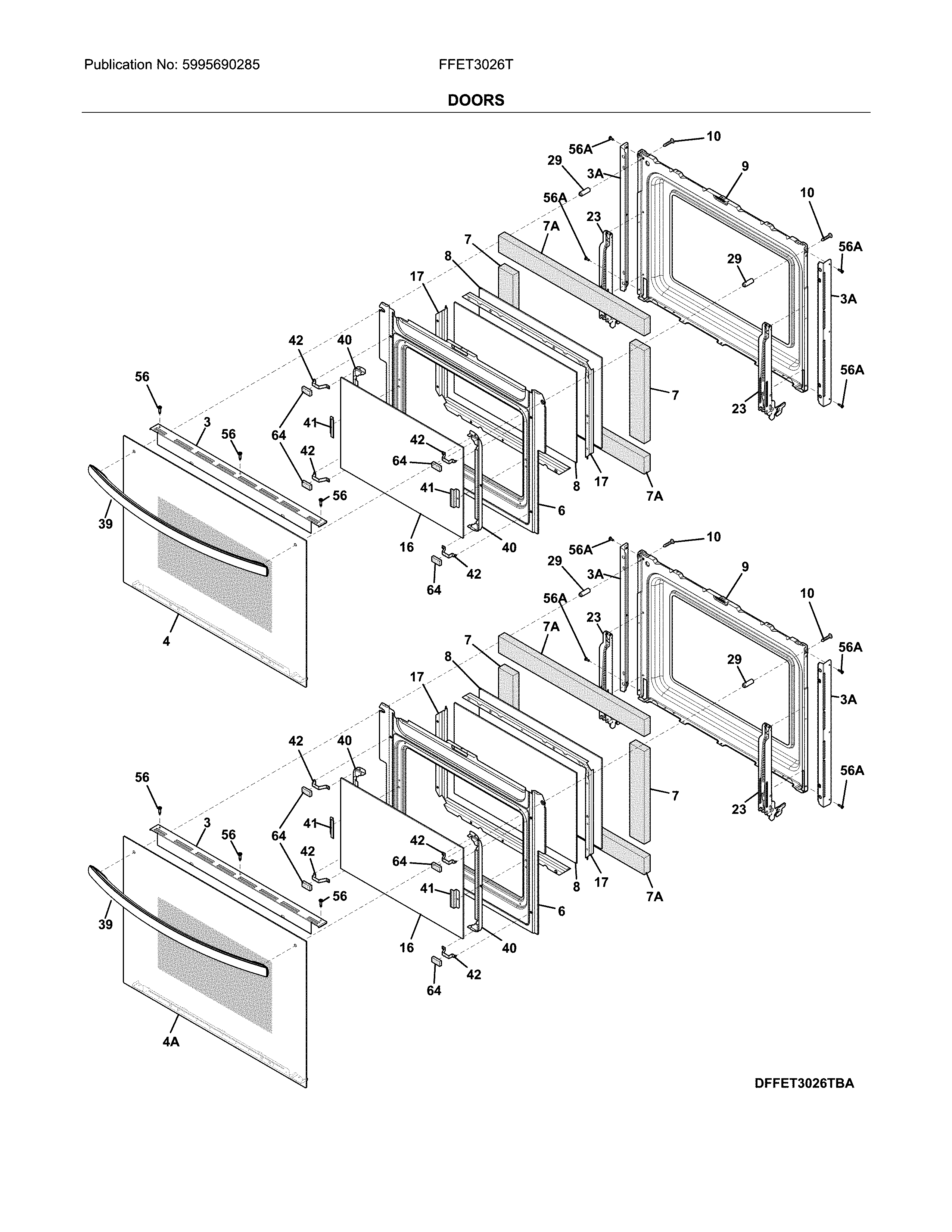 Frigidaire FFET3026TBA doors diagram