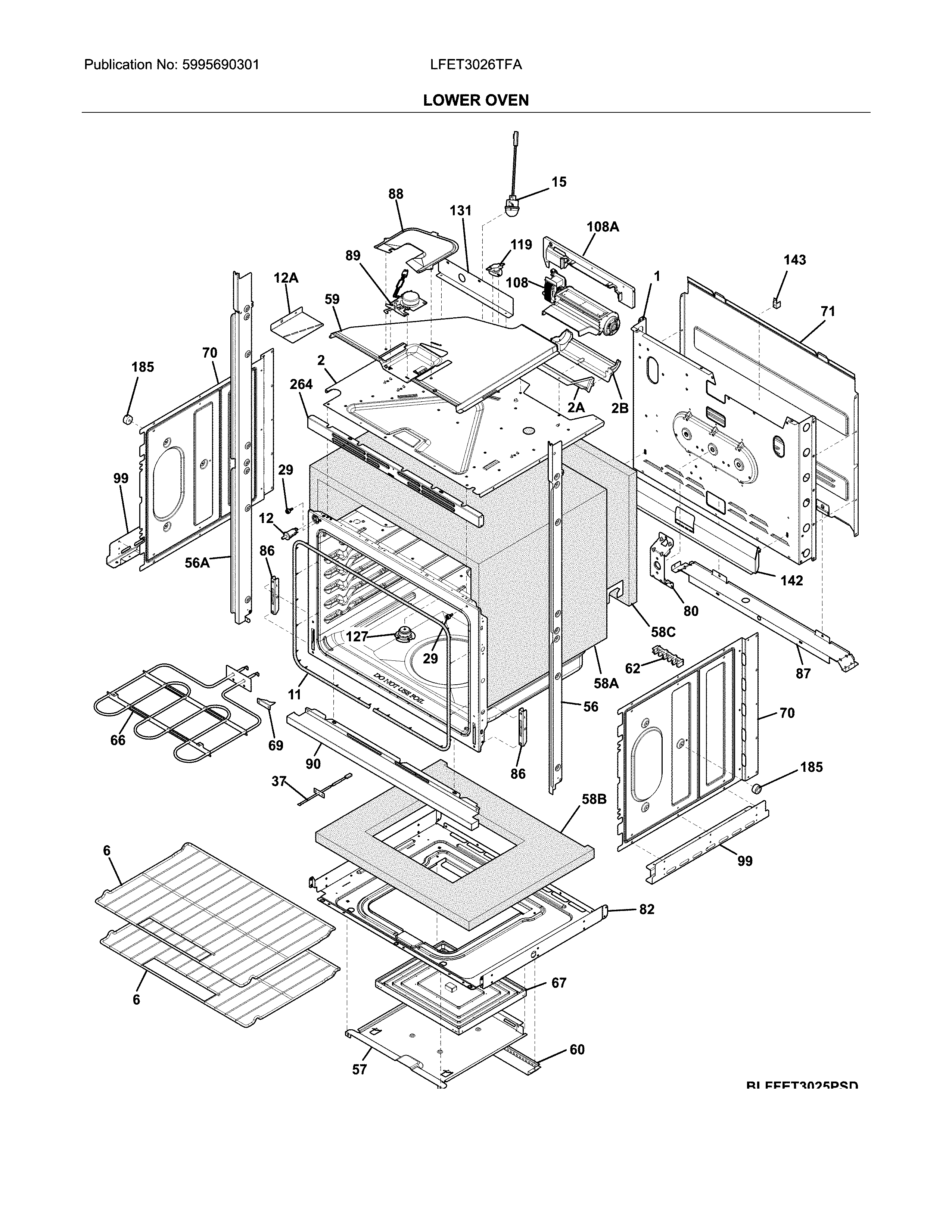 Frigidaire LFET3026TFA lower oven diagram