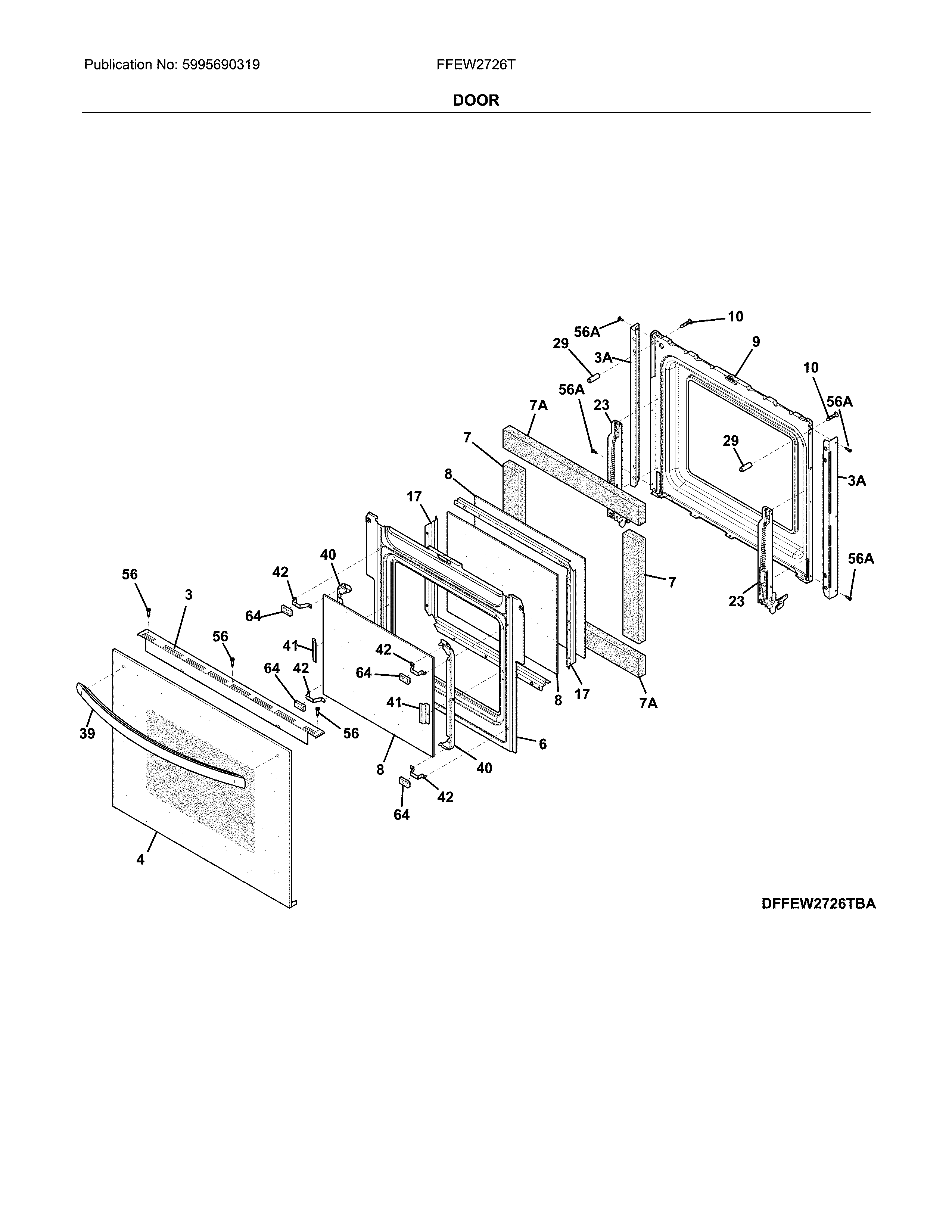 Frigidaire FFEW2726TBA door diagram
