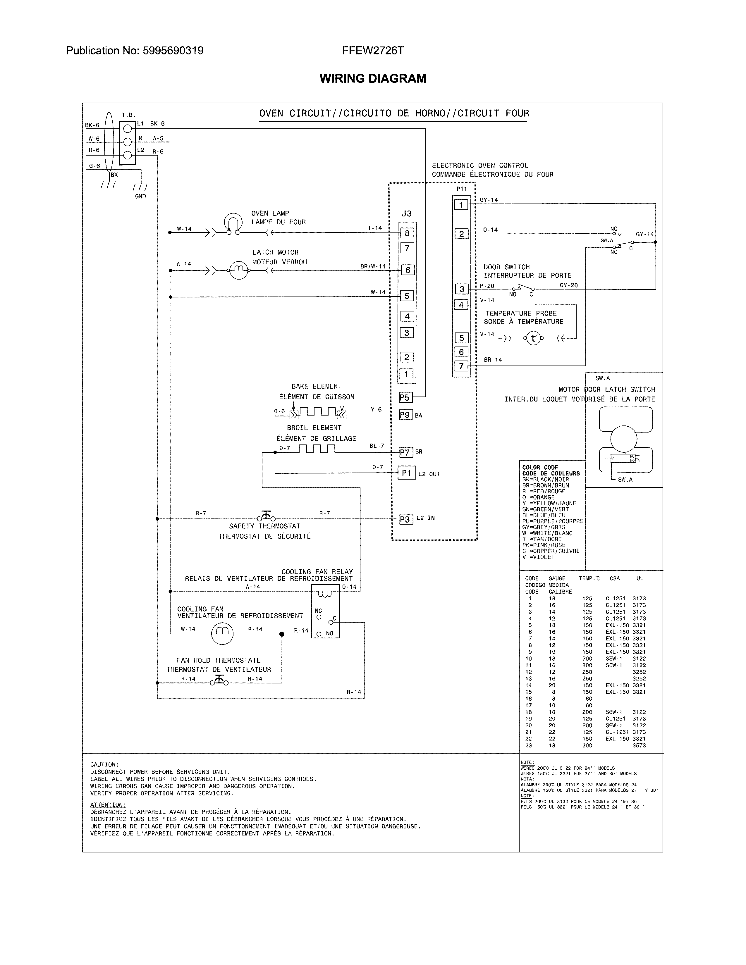 Frigidaire FFEW2726TBA wiring diagram diagram