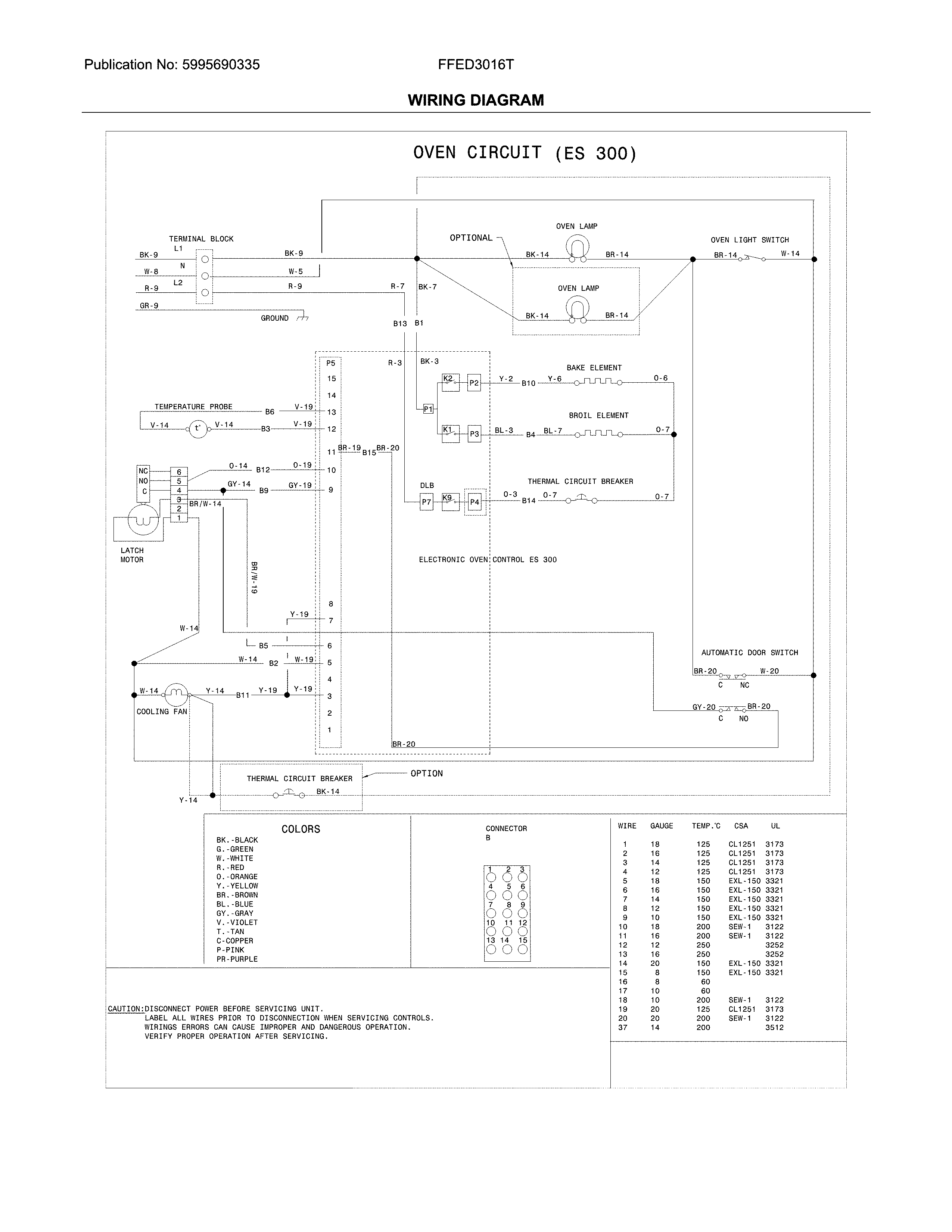 Frigidaire FFED3016TWA wiring diagram diagram
