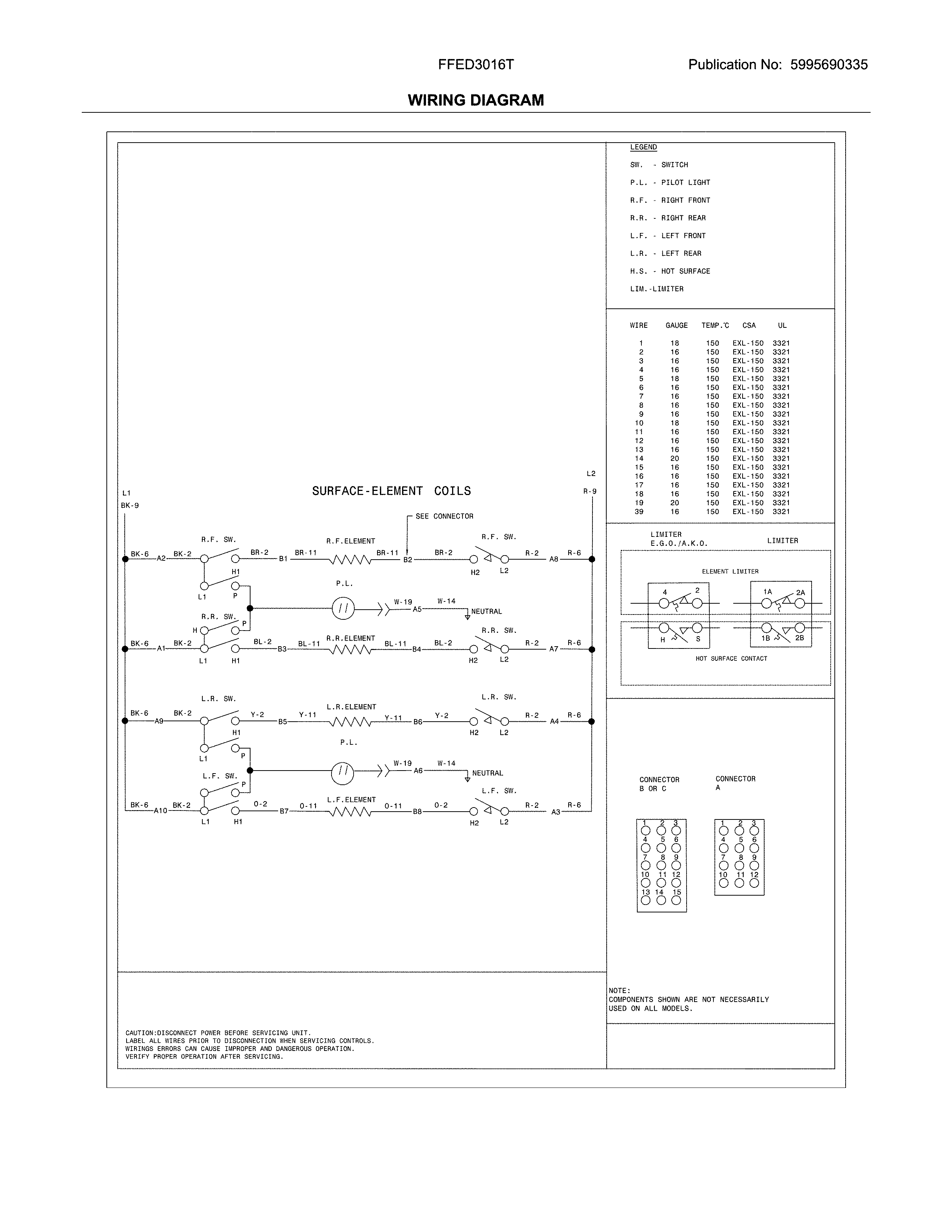 Frigidaire FFED3016TWA wiring diagram diagram